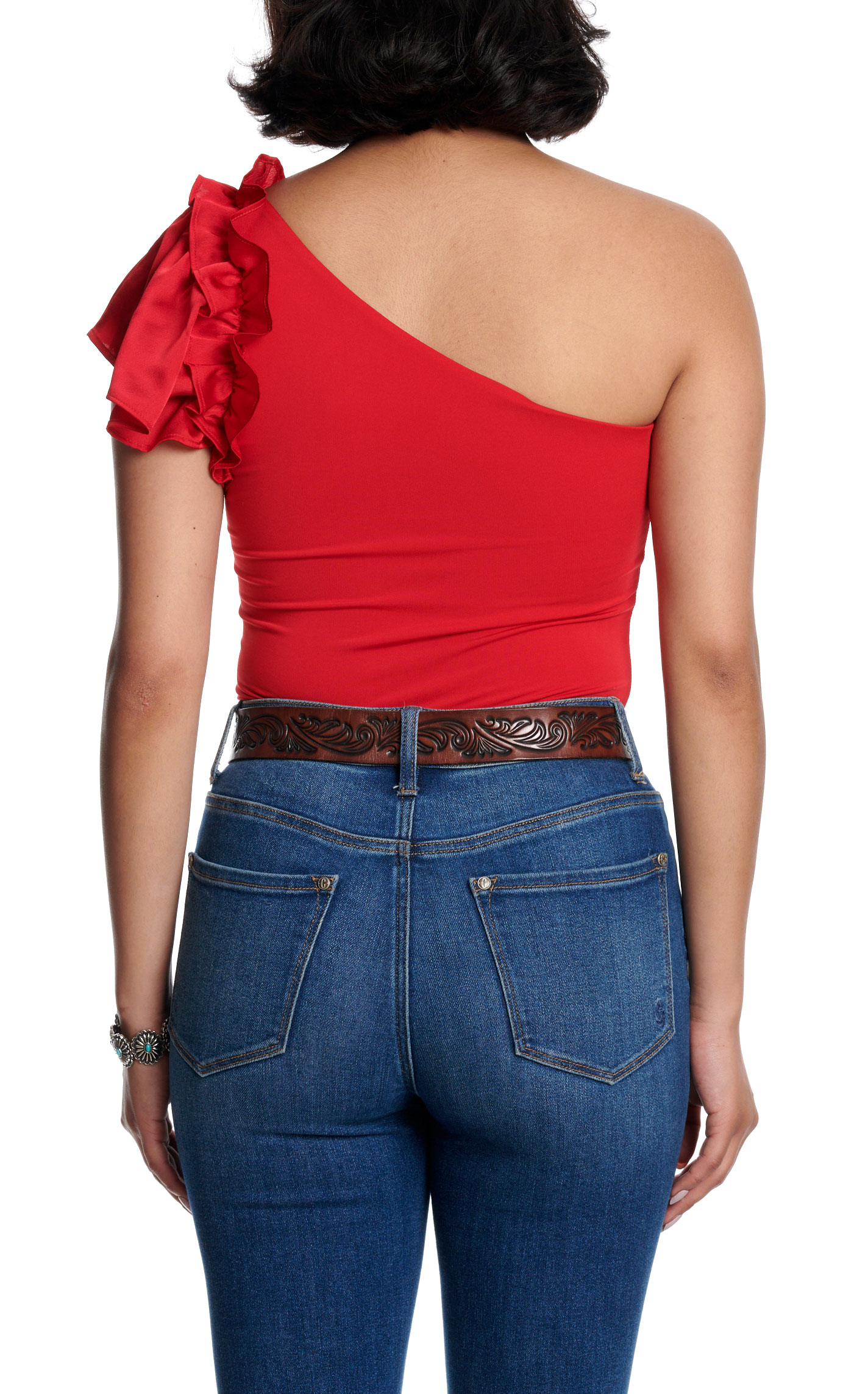 TCEC Women's Red One Shoulder Bodysuit - Image 1