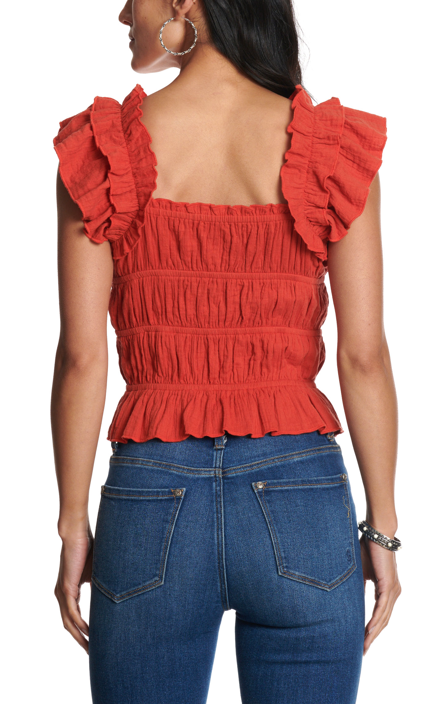 Rockin' C Women's Red Clay Smocked Tank Top - Image 3