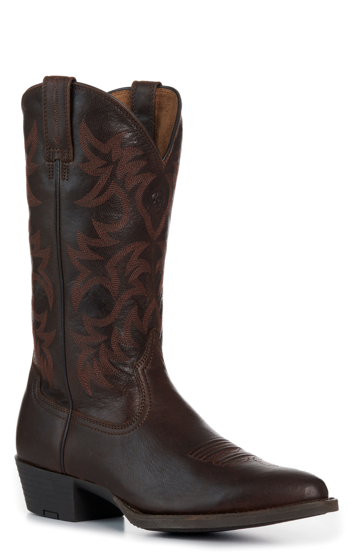 Ariat Men's Burnished Chocolate & Cinnamon Heritage R Toe Cowboy Boots - Image 1