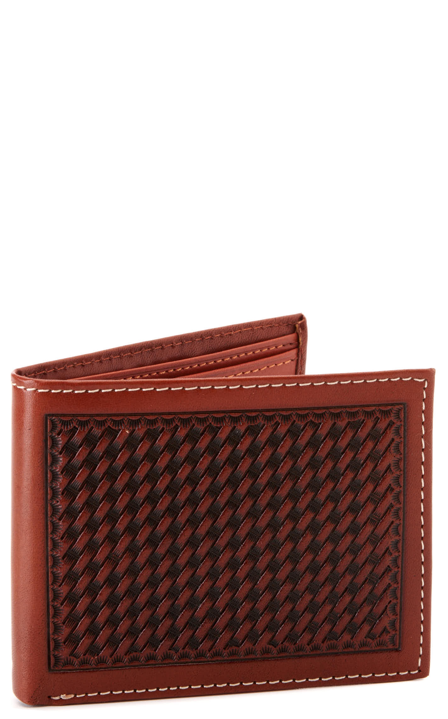 Cowboy Chrome Men's Bi-Fold Basketweave Wallet - Image 1