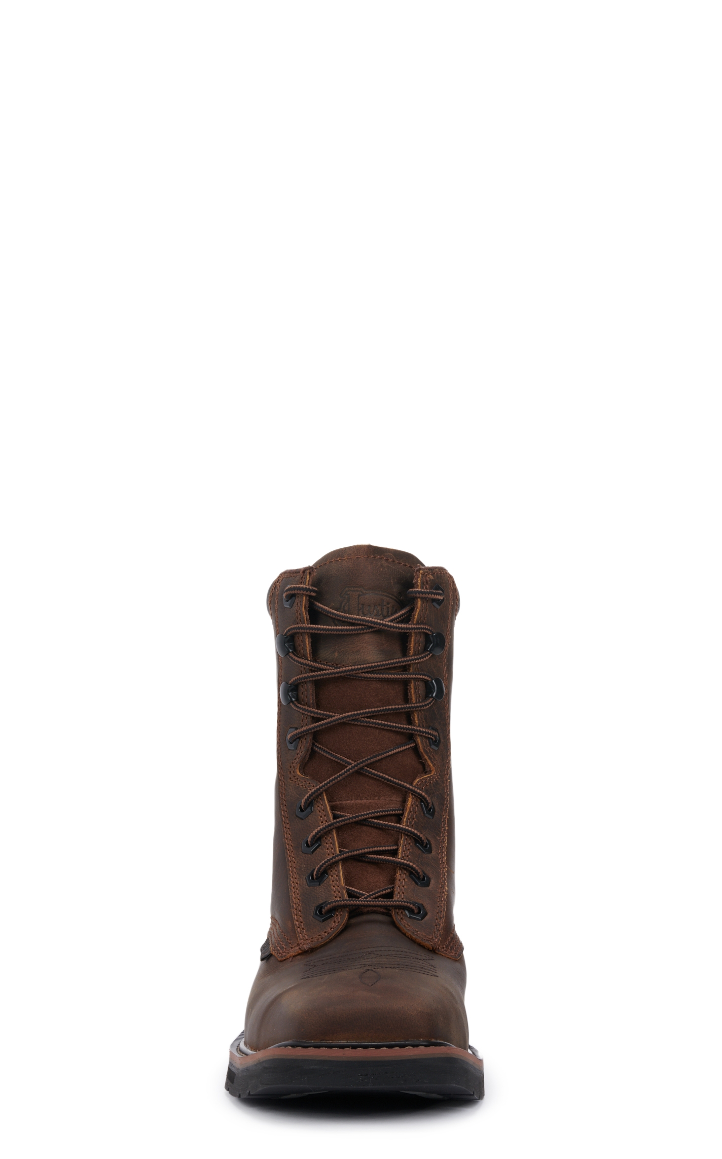 Justin Men's Stampede Pulley Rugged Brown Square Steel Toe Lace Up Work Boot - Image 1