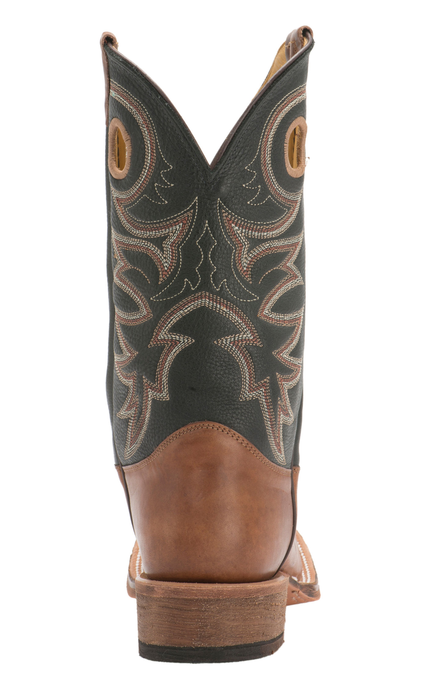 Justin Men's Bent Rail Caddo Copper Brown and Black Wide Square Toe Cowboy Boots - Image 1