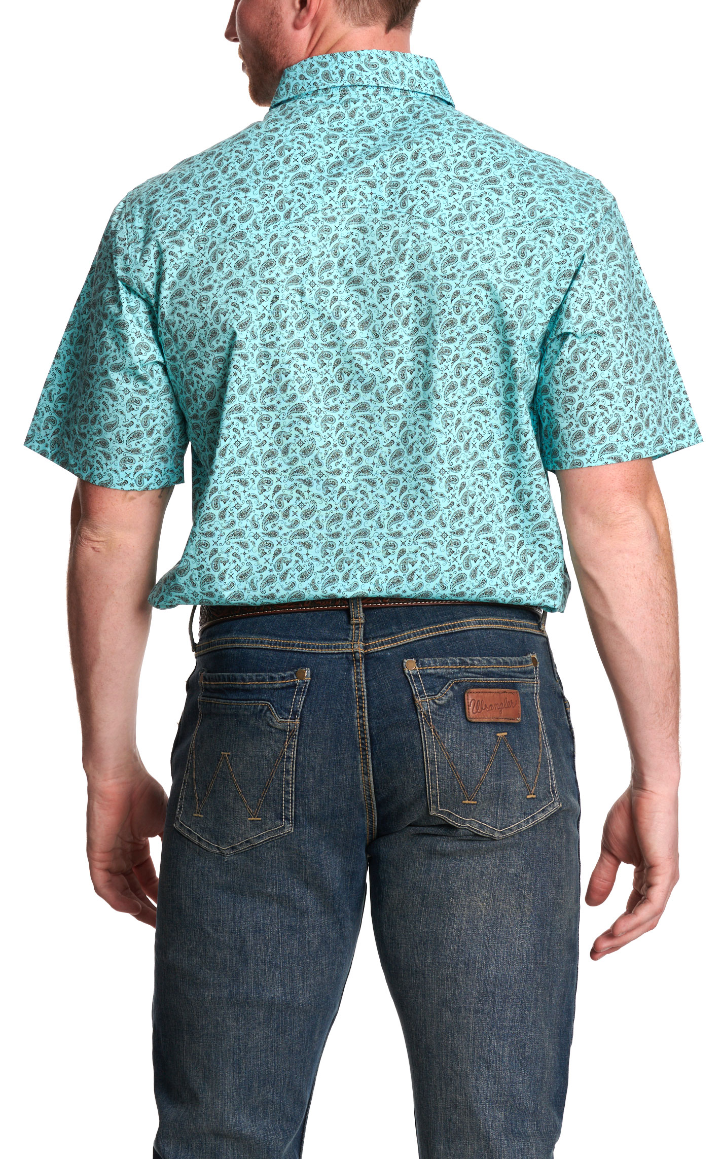 Wrangler Retro Men's Turquoise Paisley Western Shirt - Image 1