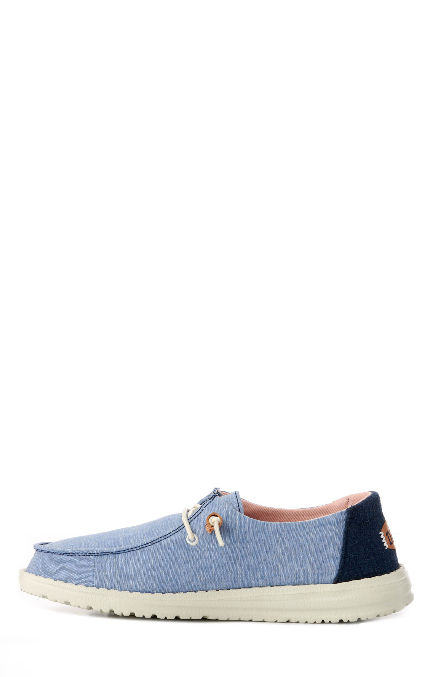 Hey Dude Women’s Wendy Chambray Ice Blue Boho Moc Toe Lace Up Casual Shoes - Image 1