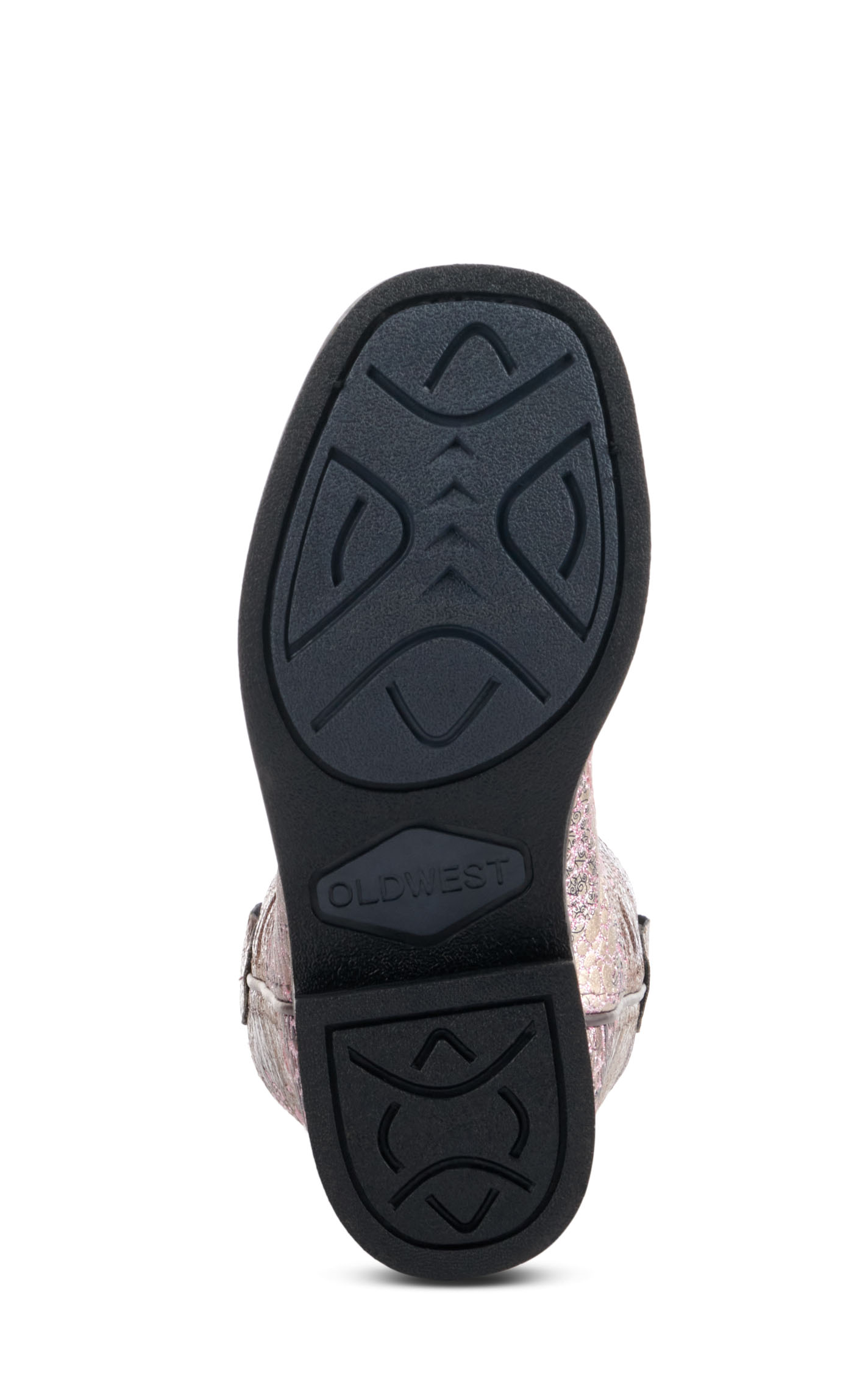 Old West Kids Brown and Crackle Antique Pink Square Toe Cowboy Boots - Image 1
