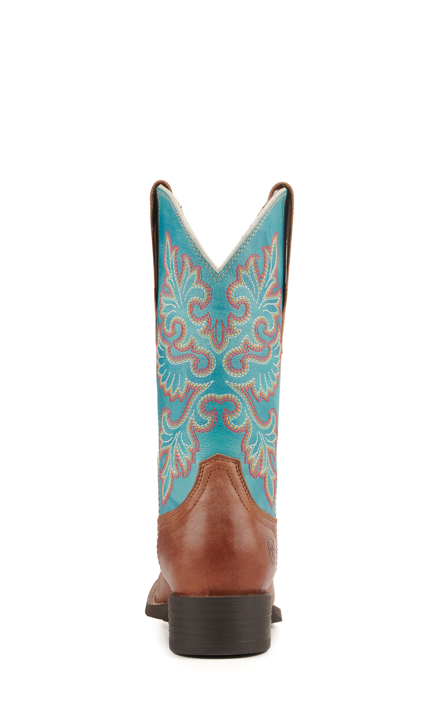 Ariat Women's Round Up Buff Brown and Blue StretchFit Wide Square Toe Cowboy Boots - Image 1