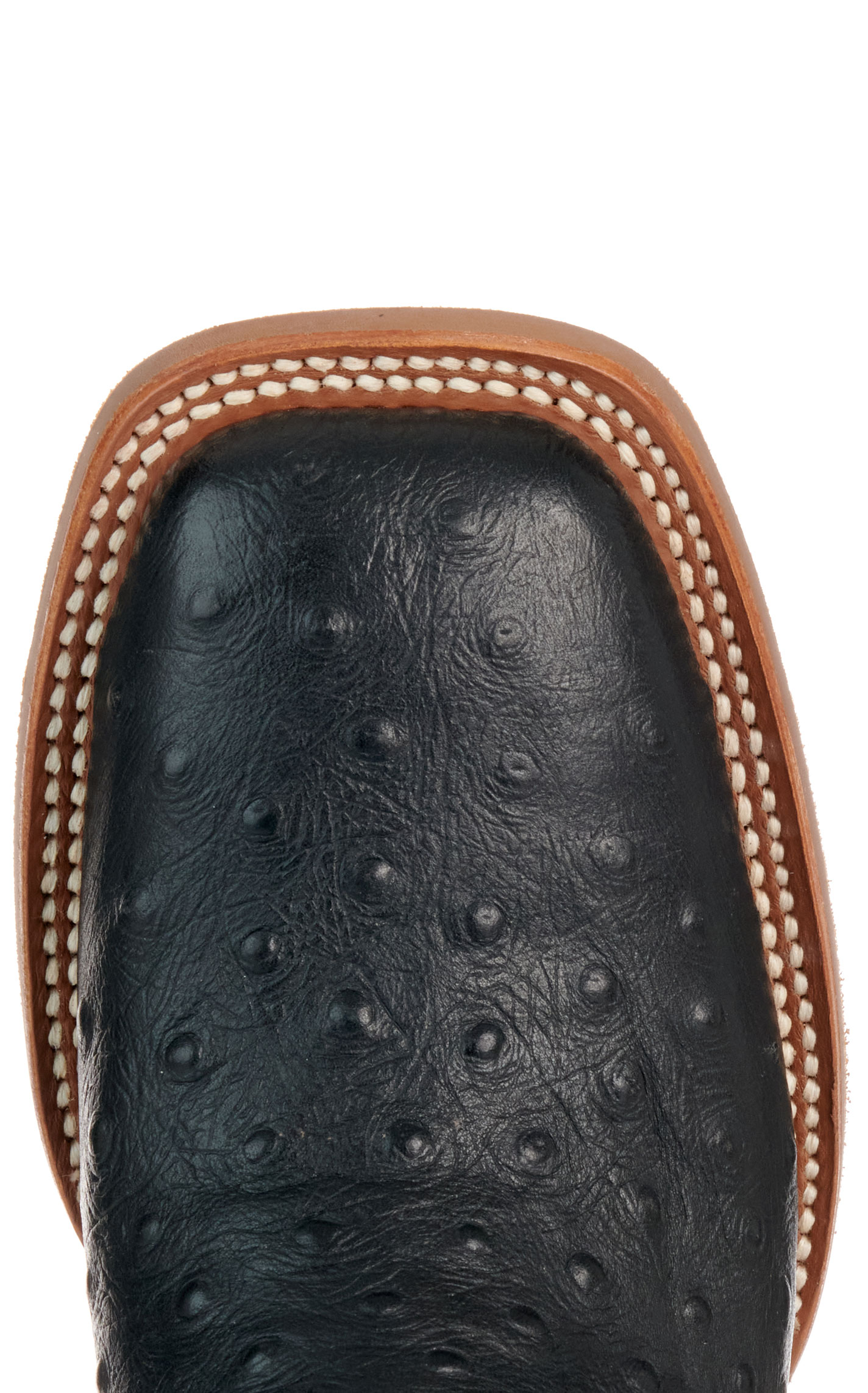 Cavender’s Women’s Intrepid Black Ostrich Print and Turquoise Wide Square Toe Cowboy Boots  - Image 1