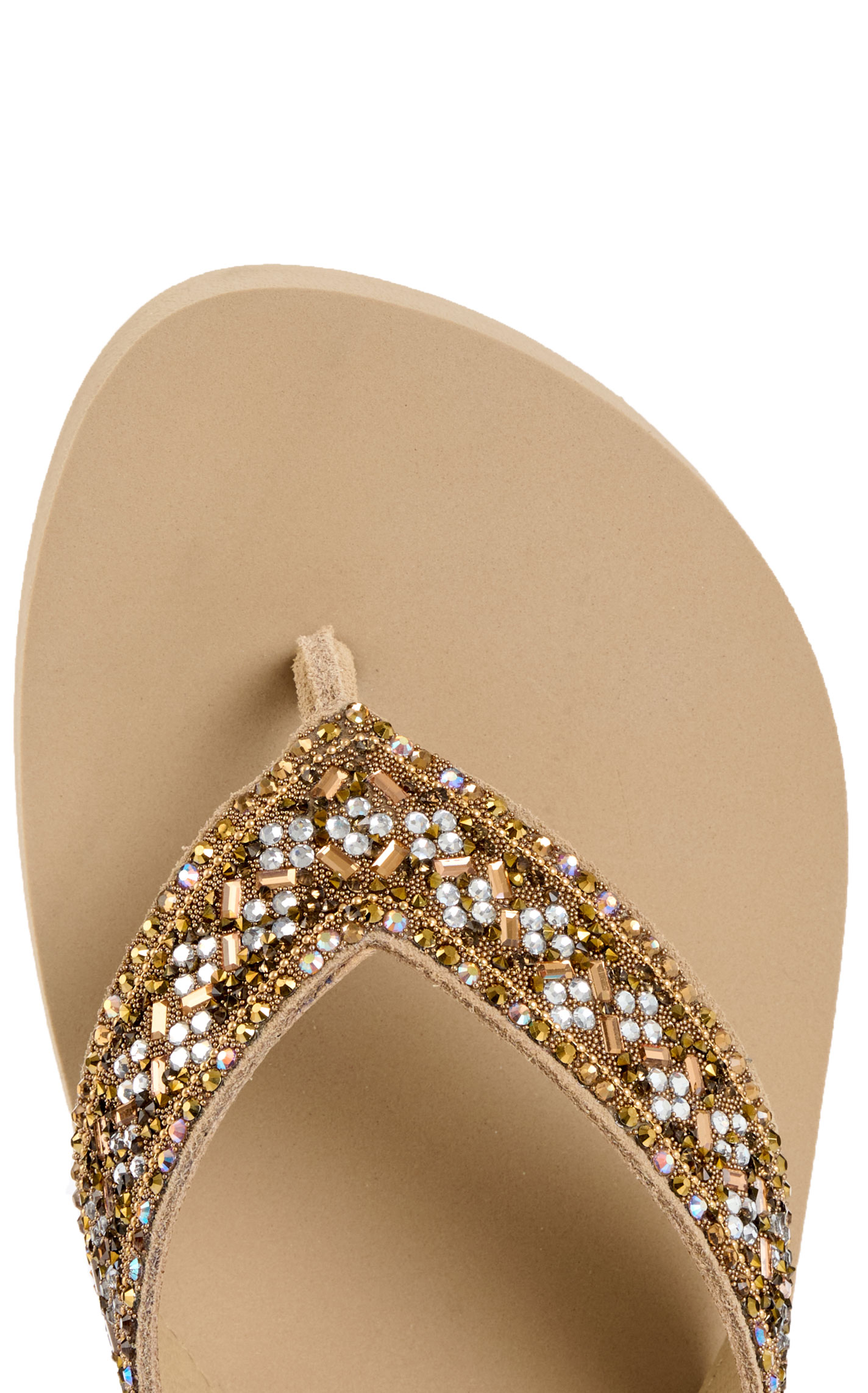 Yellow Box Ladies’ Taupe Junia Bling Flip Flops - Image 1