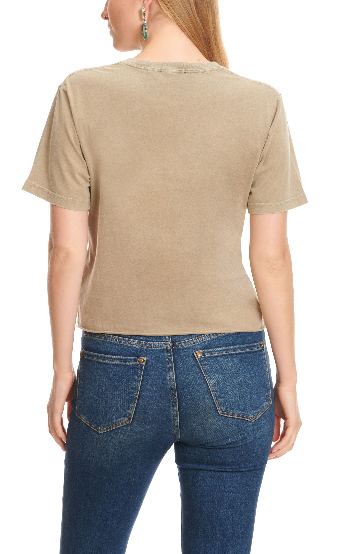 Refined Canvas Women's Mocha Latte Cowboys Country Graphic Short Sleeve Cropped T-Shirt - Image 1