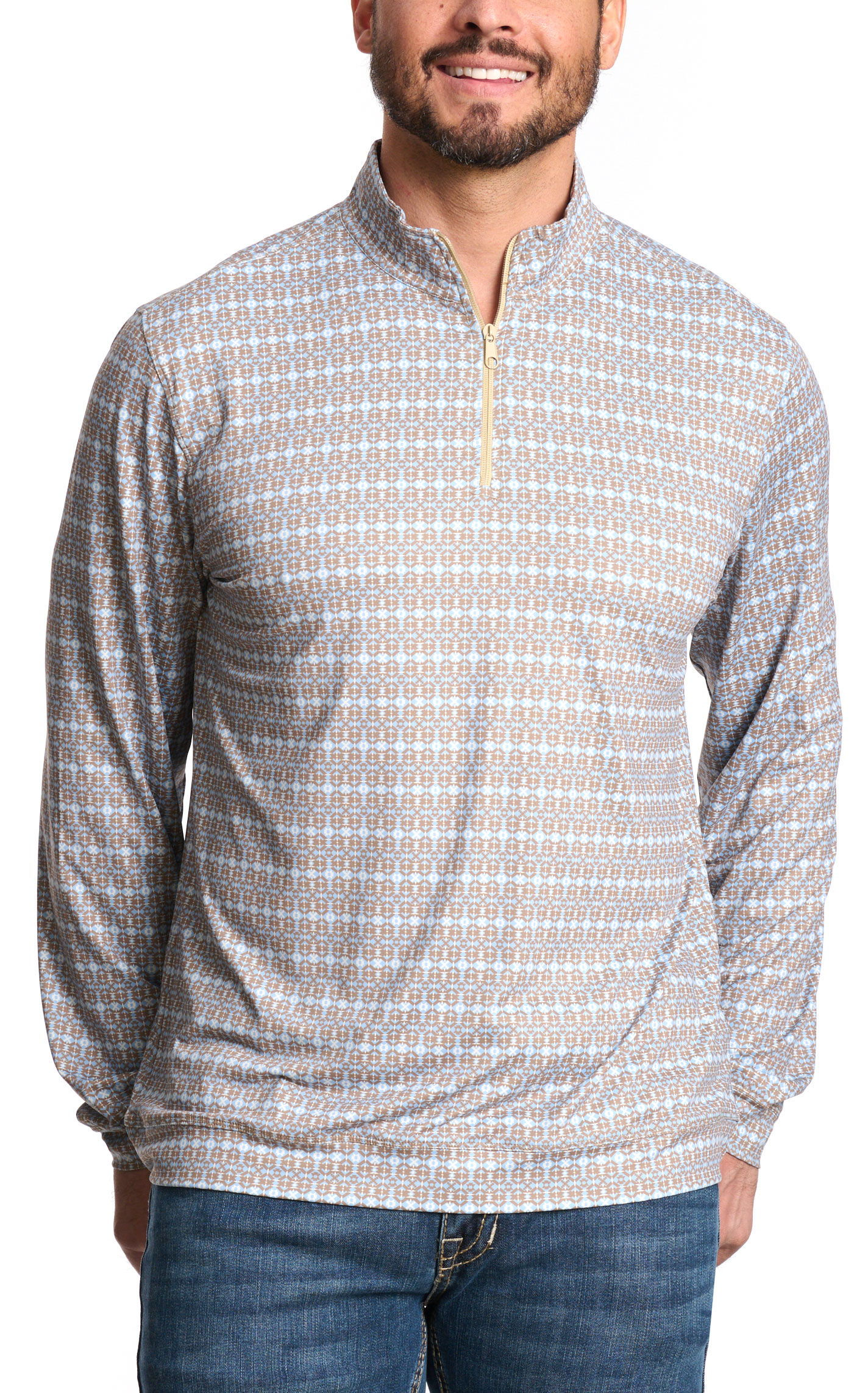 Panhandle Performance Men's Antique Gold & Cornflower Shirt - Image 1
