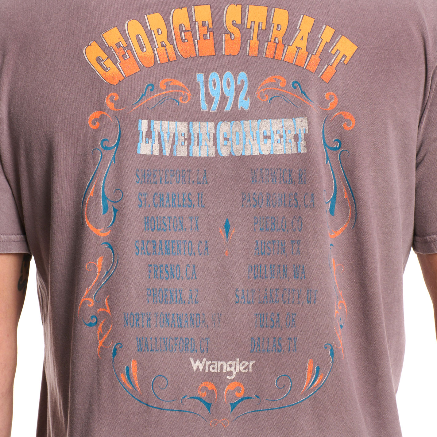 Wrangler George Strait Collection Men's Brown Guitar Graphic T-Shirt - Image 1