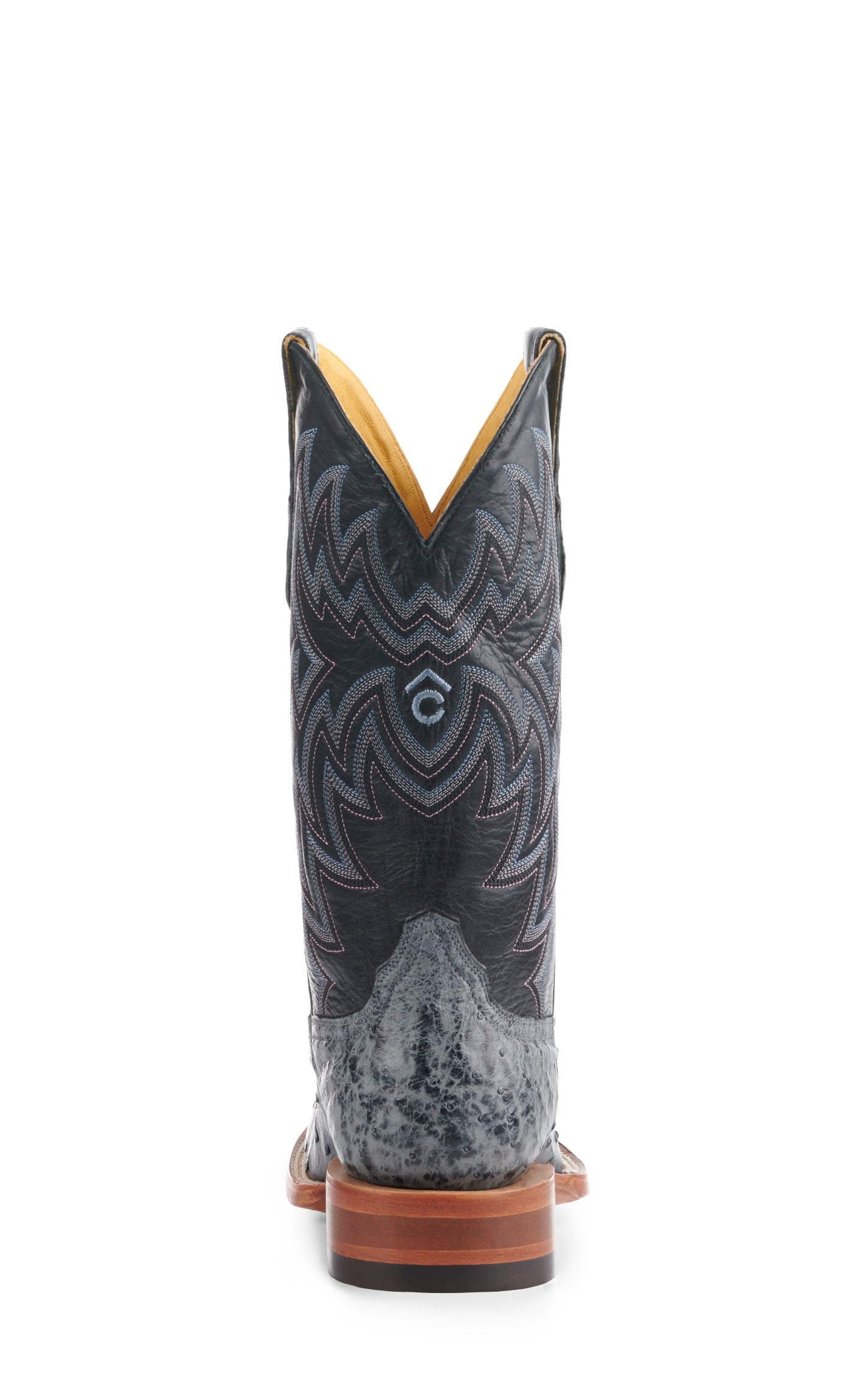 Cavender's Men's Black and Charcoal Full Quill Ostrich Wide Square Toe Exotic Cowboy Boots - Image 1