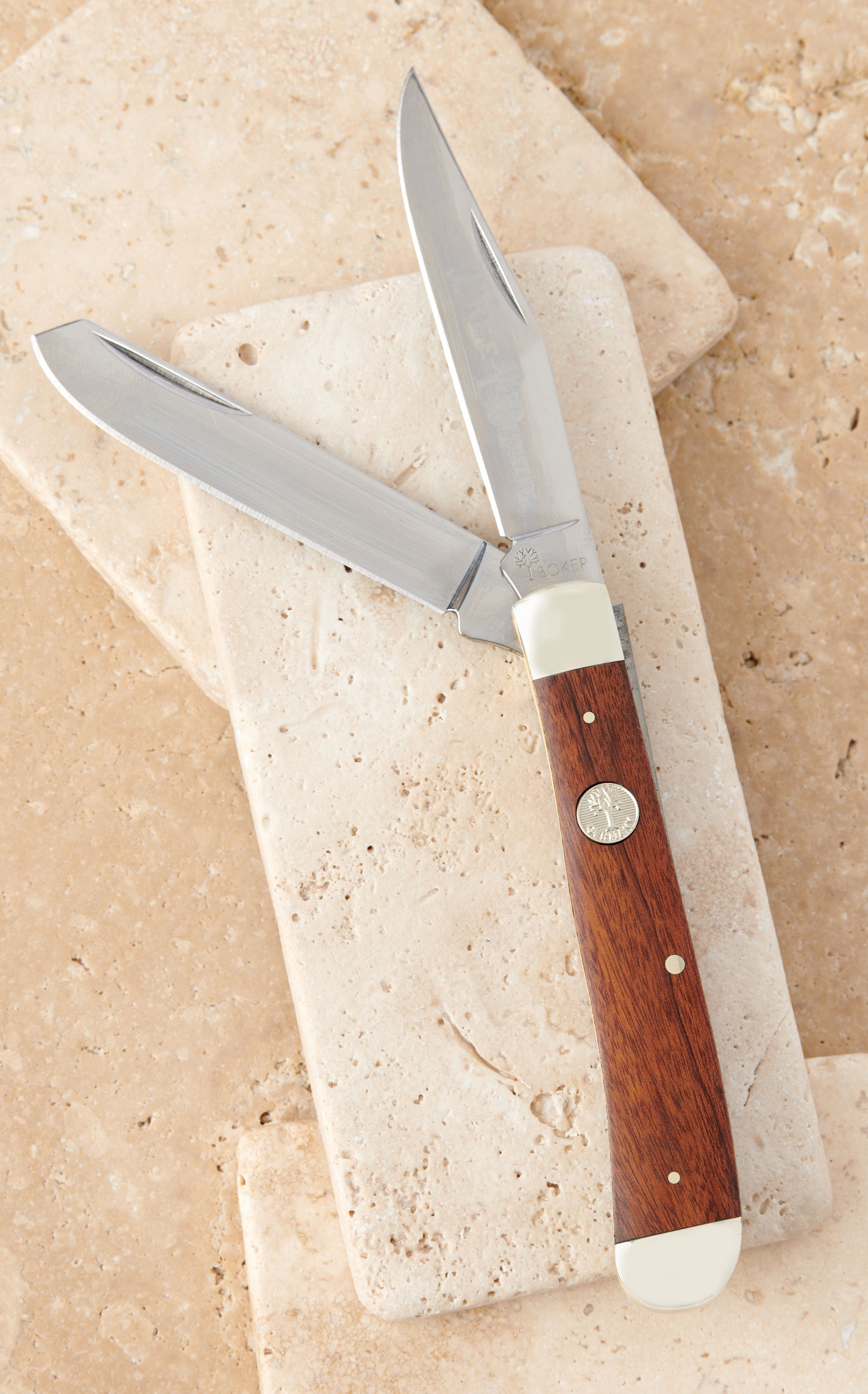 Tree Brand by Boker Traditional Series Smooth Brown Rosewood Handle Trapper Pocket Knife - Image 1