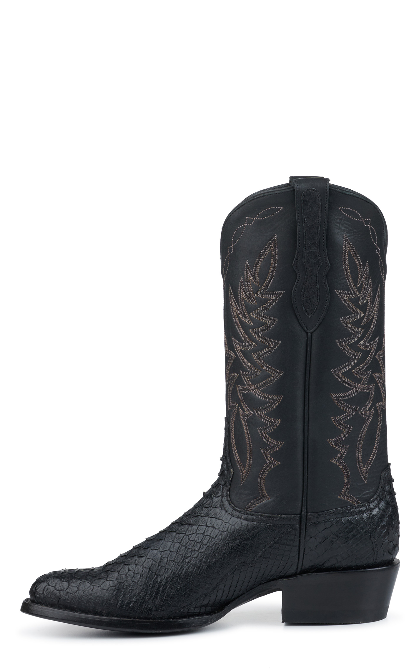 Cavender's Men's Black Python R Toe Exotic Cowboy Boots - Image 1