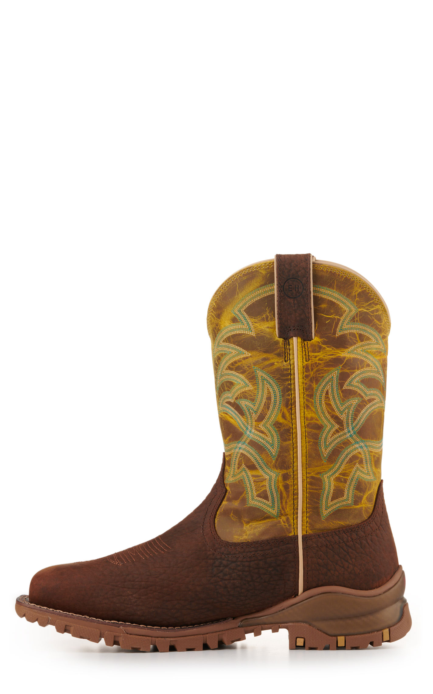Tony Lama Men's Brown and Green Wide Square Steel Toe Work Boot - Image 1