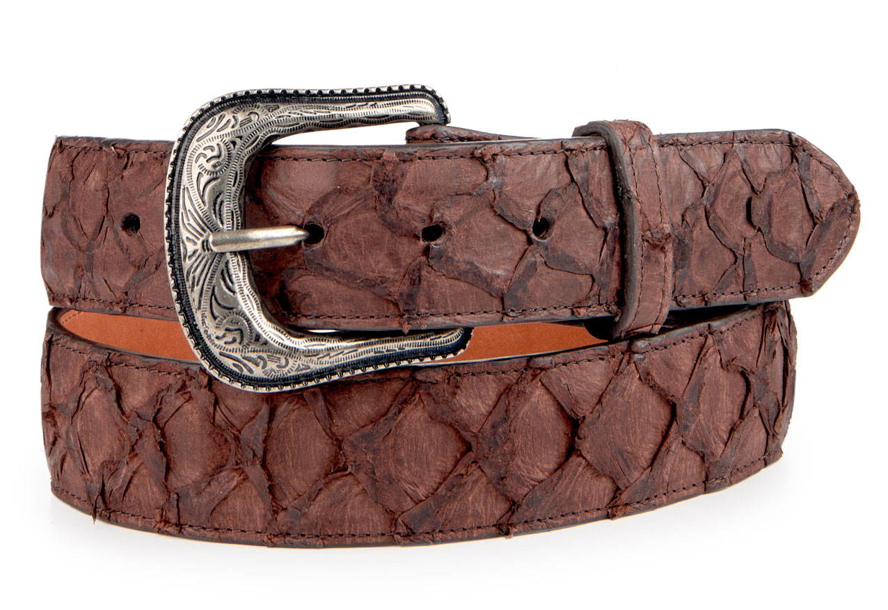 Cavender's Men's Cigar Pirarucu Print Western Belt - Image 1