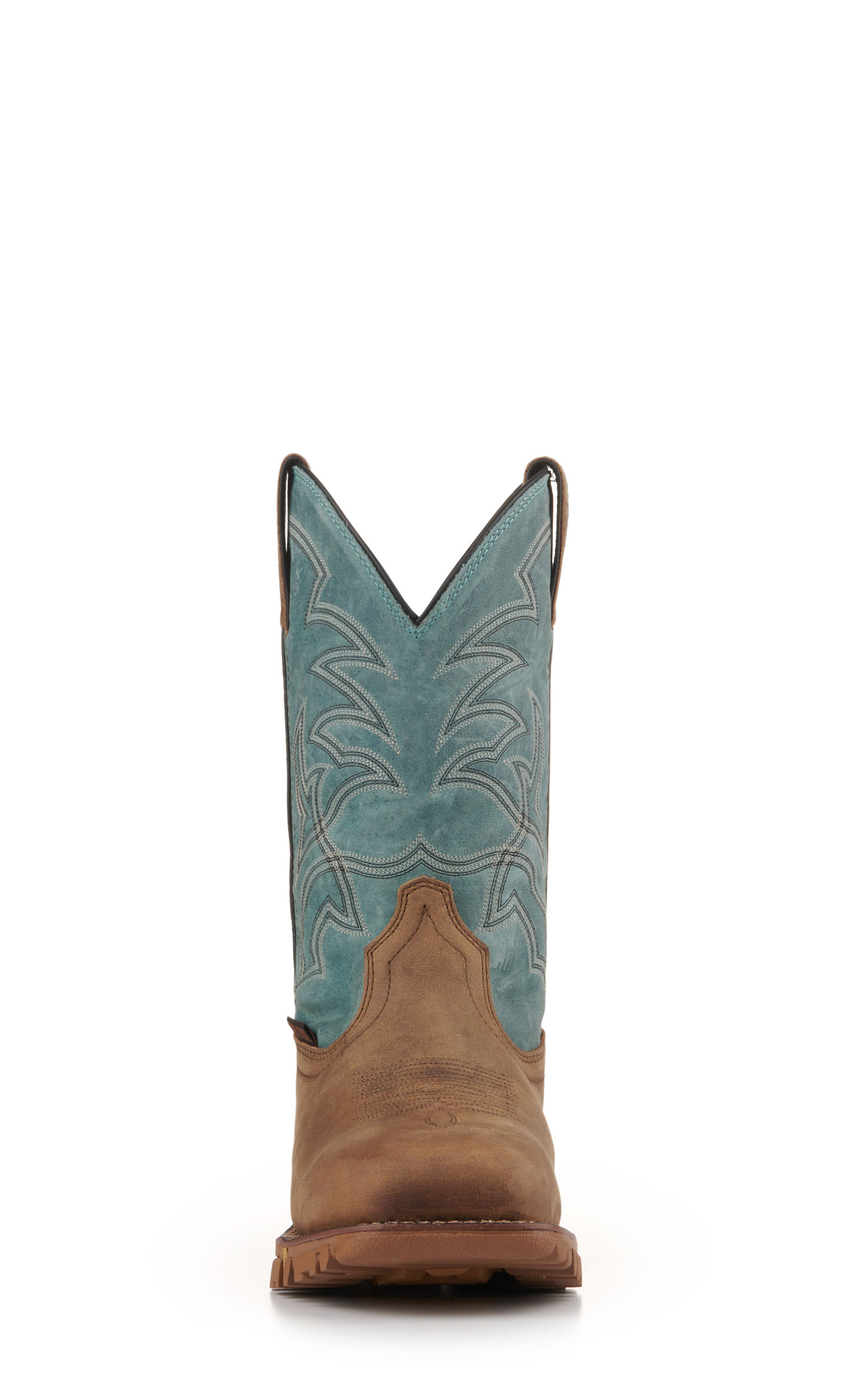Tony Lama Men's Ash Gray and Mineral Blue Wide Square Steel Toe Work Boot - Image 1