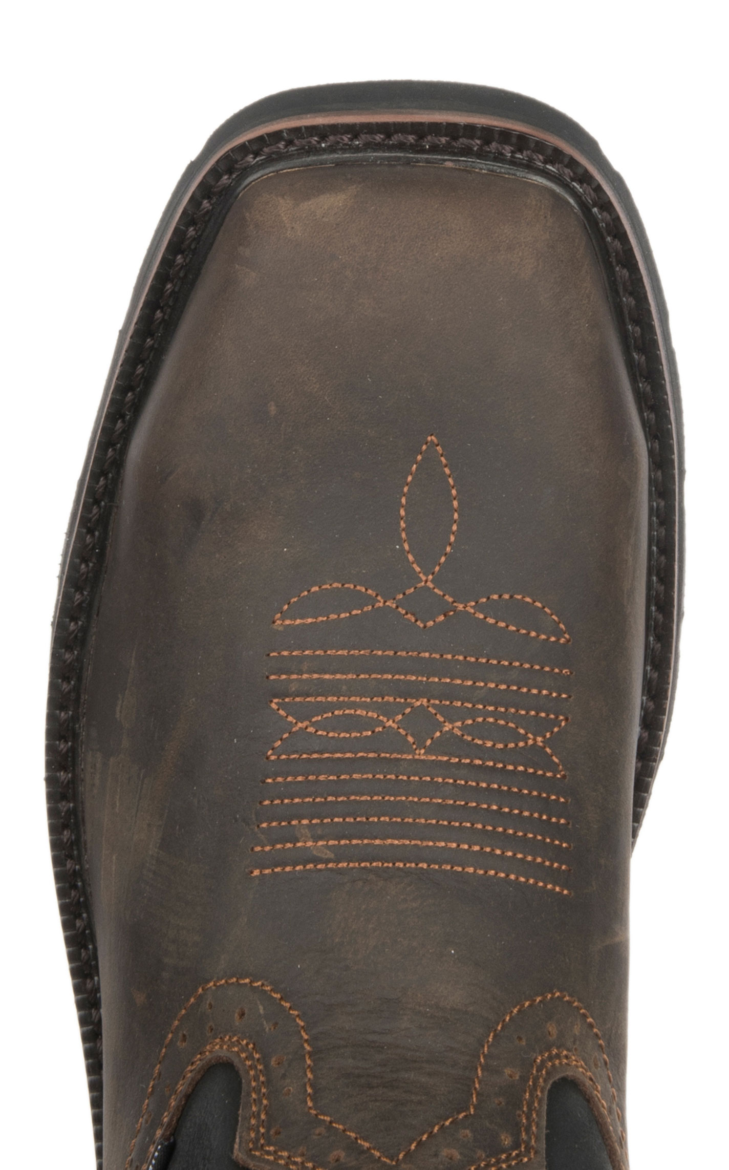 Wolverine Men's Rancher Brown and Black Waterproof Square Steel Toe Wellington Work Boot - Image 1