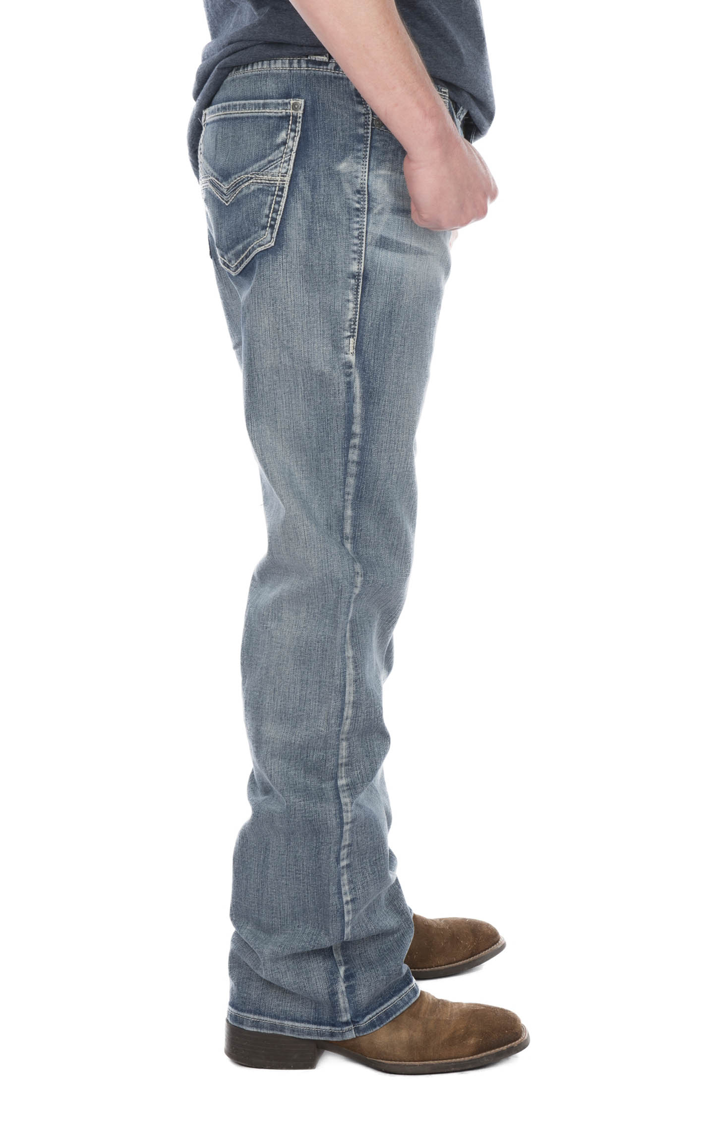 Rock & Roll Denim Men's Double Barrel Light Wash Relaxed Fit Boot Cut Jeans - Image 1