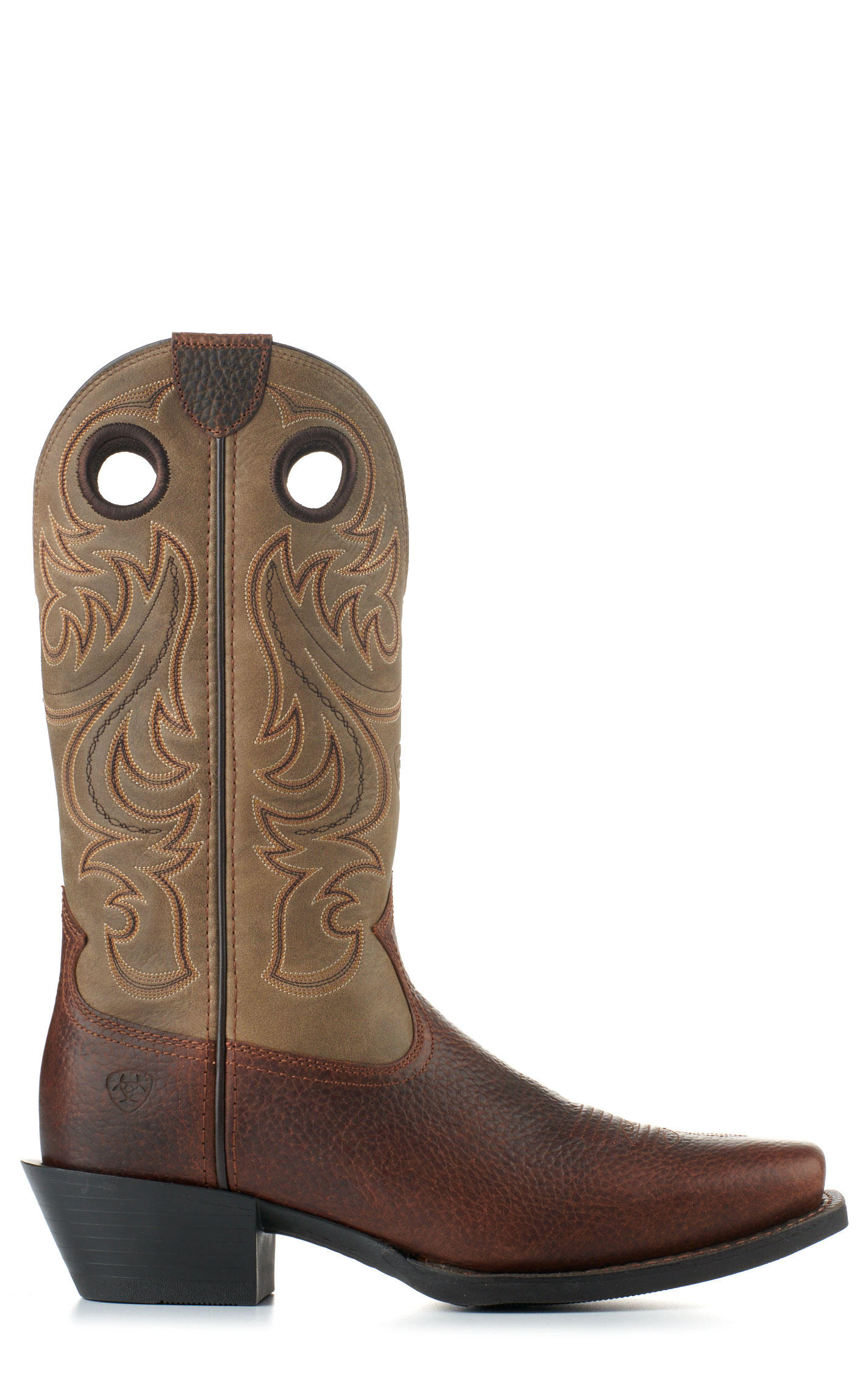 Ariat Men's Sport Brown Oiled Rowdy and Bomber Punchy Square Toe Cowboy Boots - Image 1