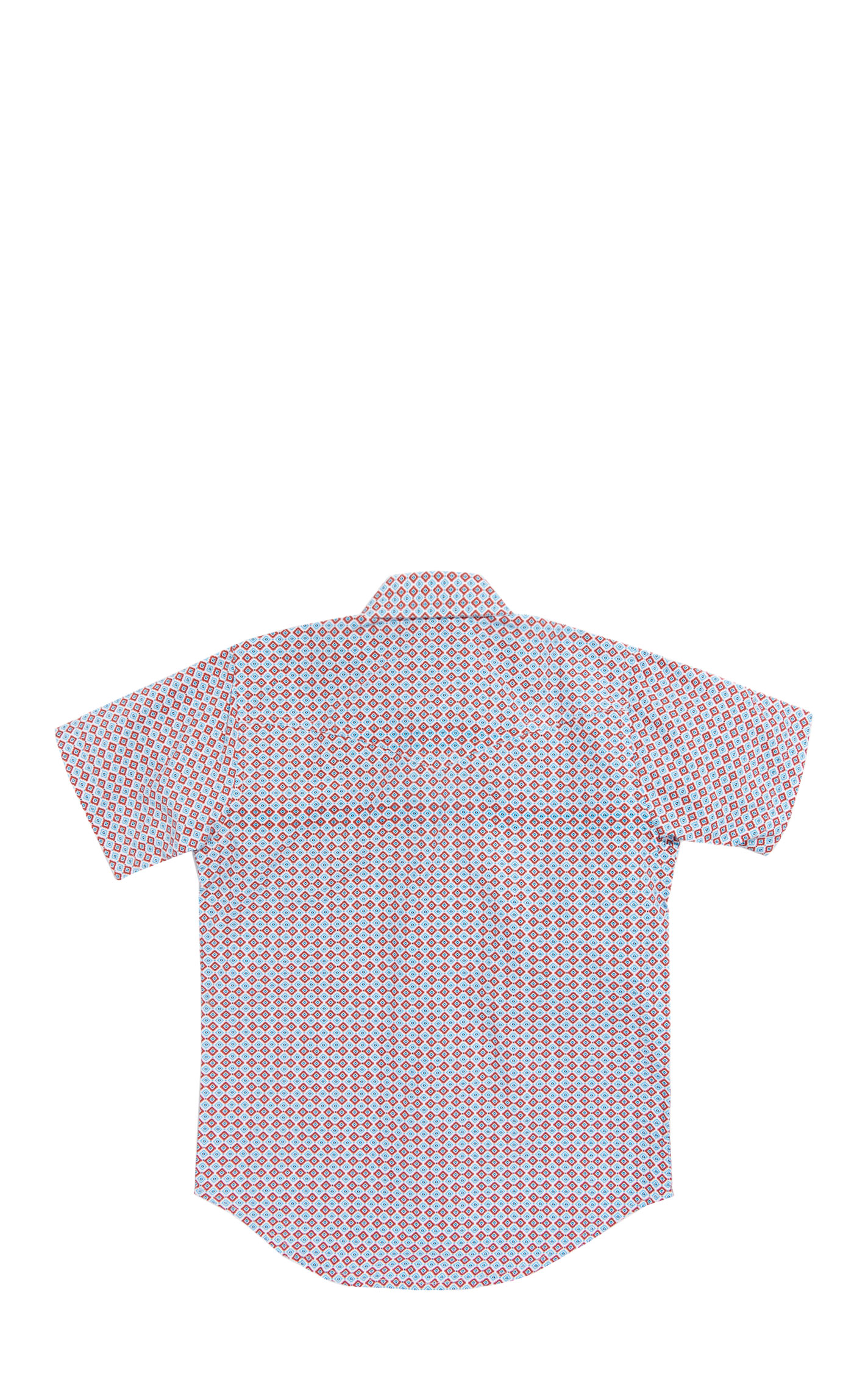 Rafter C Boy's Turquoise & Rust Geo Print Short Sleeve Western Shirt - Image 1
