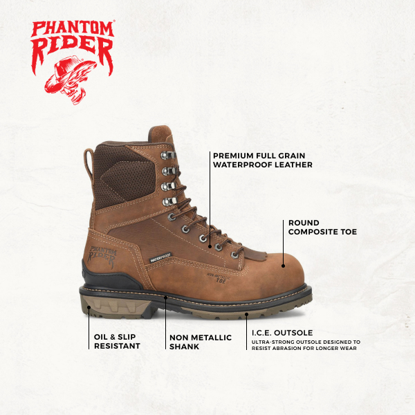 Double H Men's Phantom Brown Leather Composite Safety Toe Work Boots - Image 1