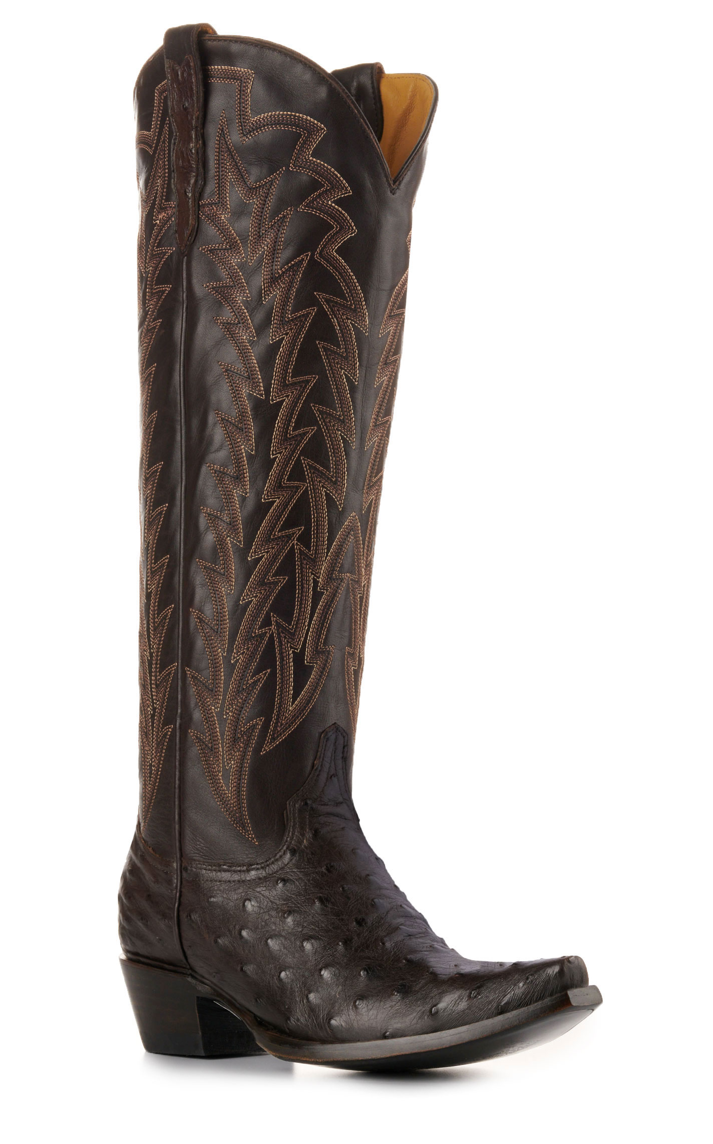 JRC & Sons Women’s Jacqueline Nicotine Full Quill Ostrich Snip Toe Tall Cowboy Boots - Image 1
