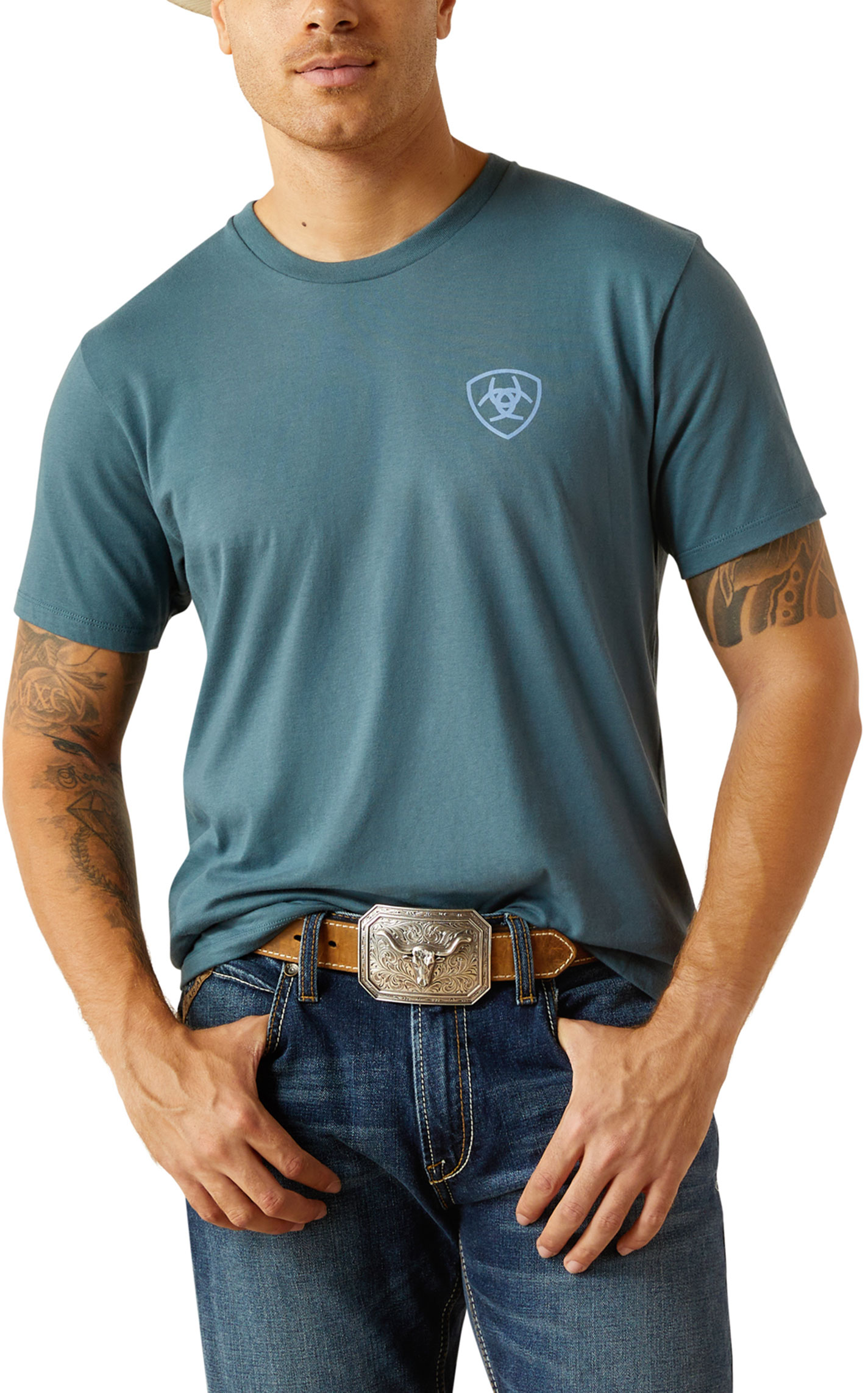 Ariat Men's Lagoon Green Puebla Serape T-Shirt - Image 1