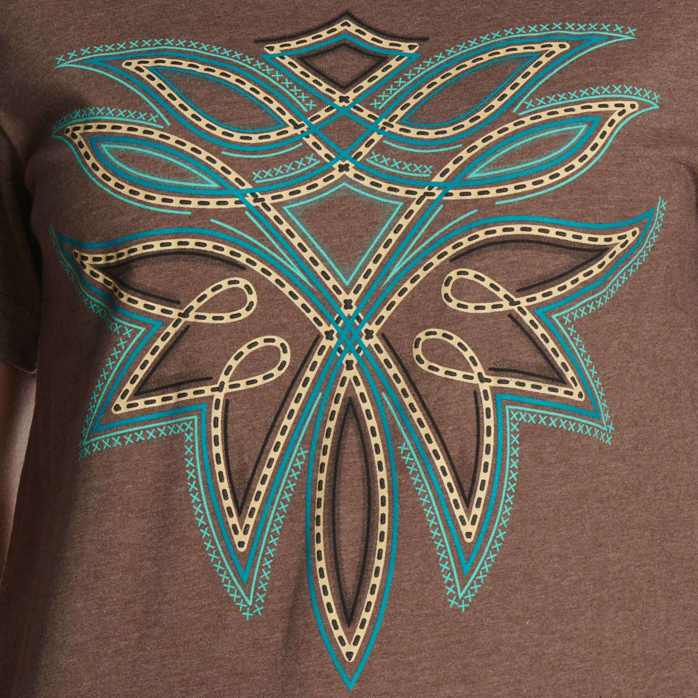 Spirit to a Tee Women's Brown Boot Stitch Graphic T-Shirt - Image 2