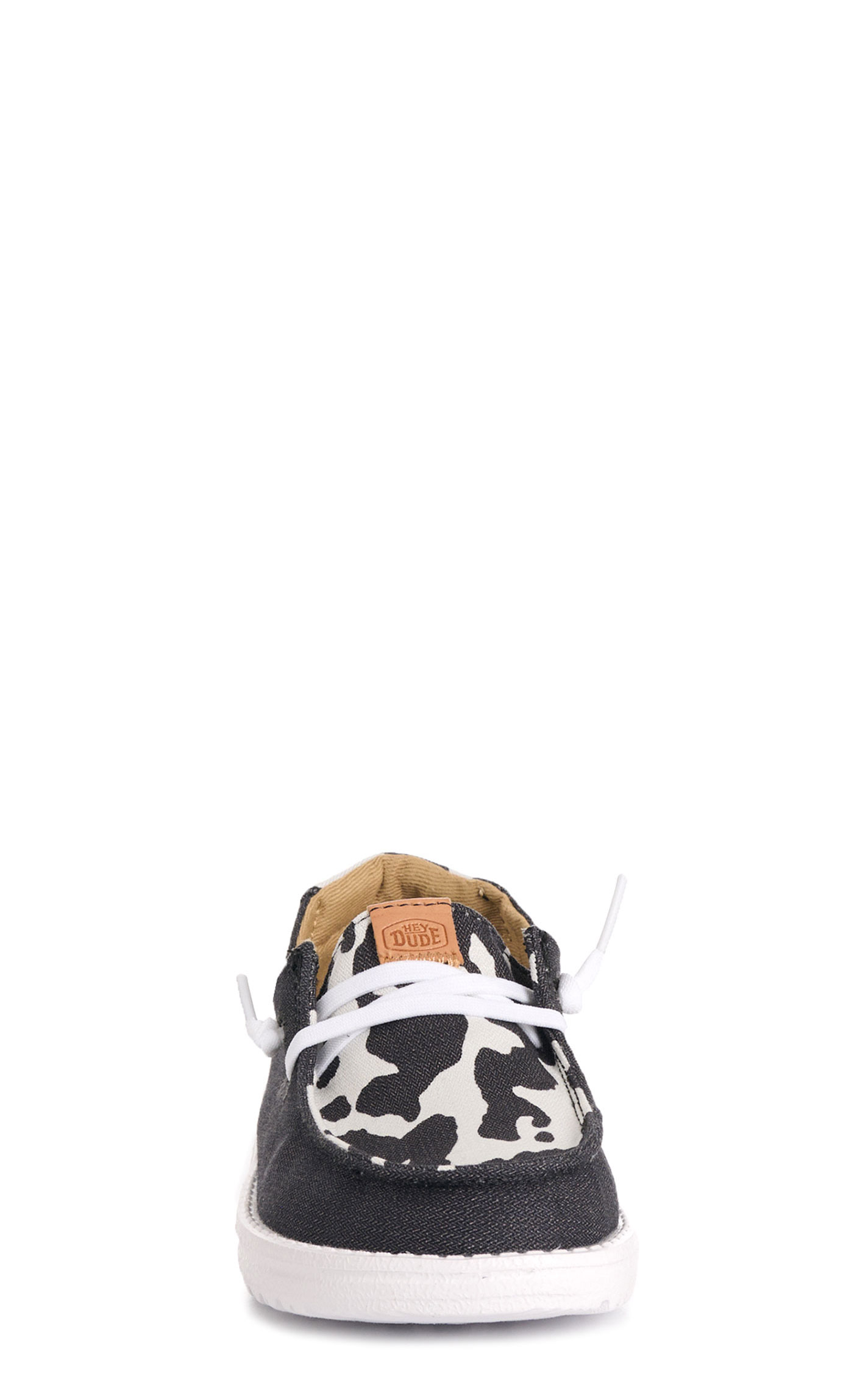 Hey Dude Toddler Girl's Wendy Black & White Cow Moc Casual Shoes - Image 1