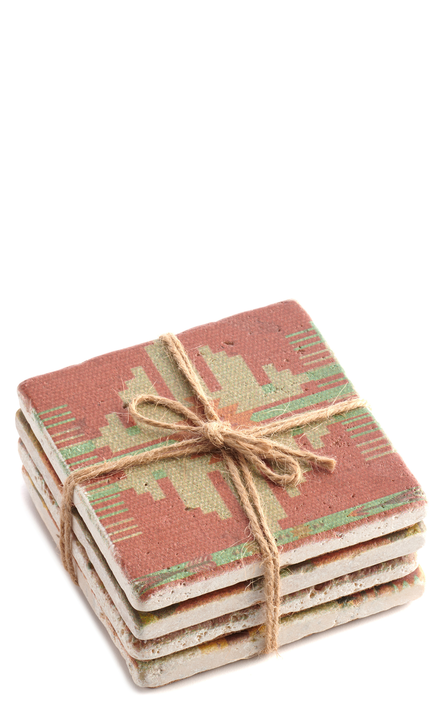 Paseo Road Terracotta & Lime Aztec Coaster Set - Image 1