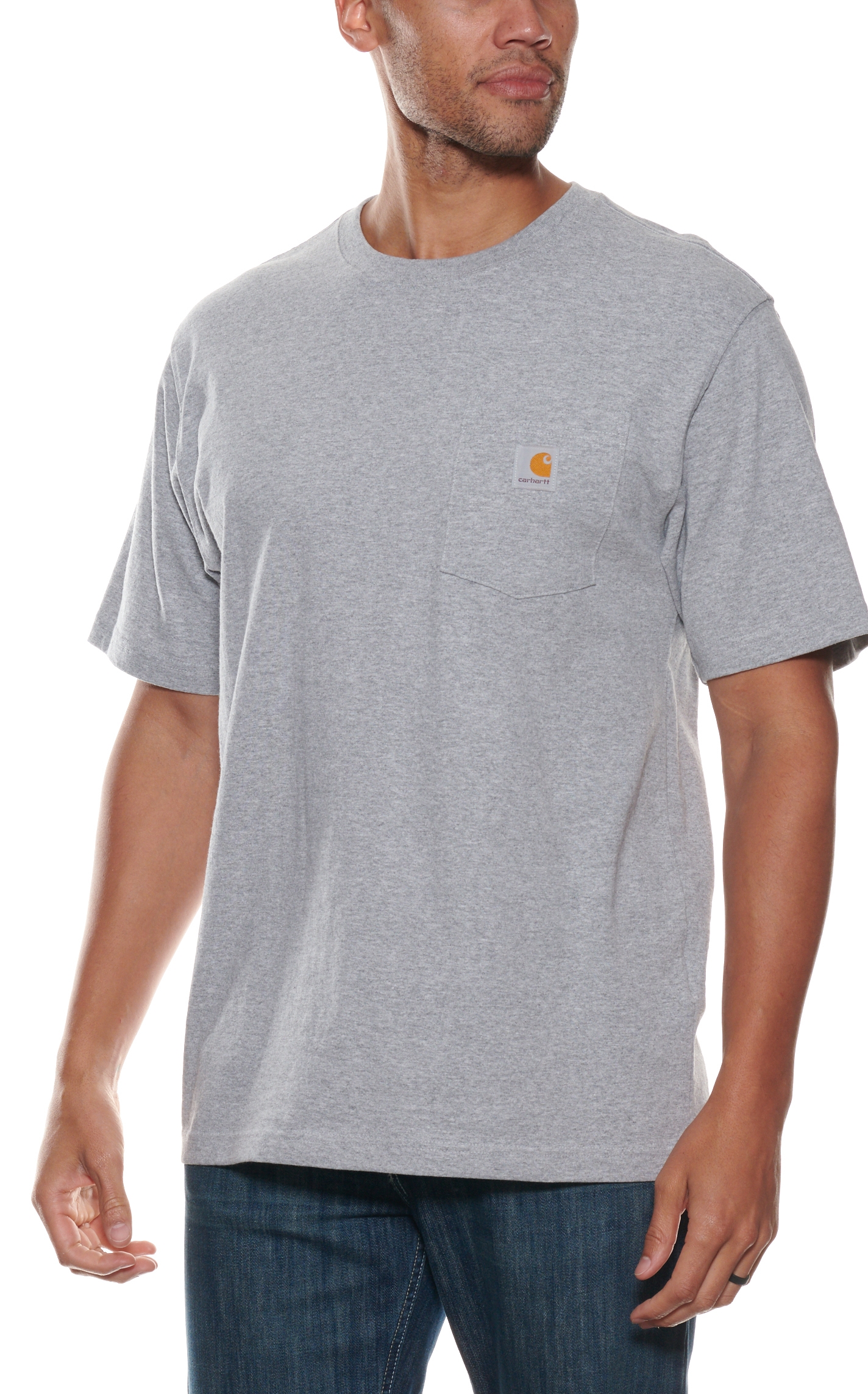 Carhartt Men's Heather Gray Loose Fit Short Sleeve Pocket Work T-Shirt - Image 1
