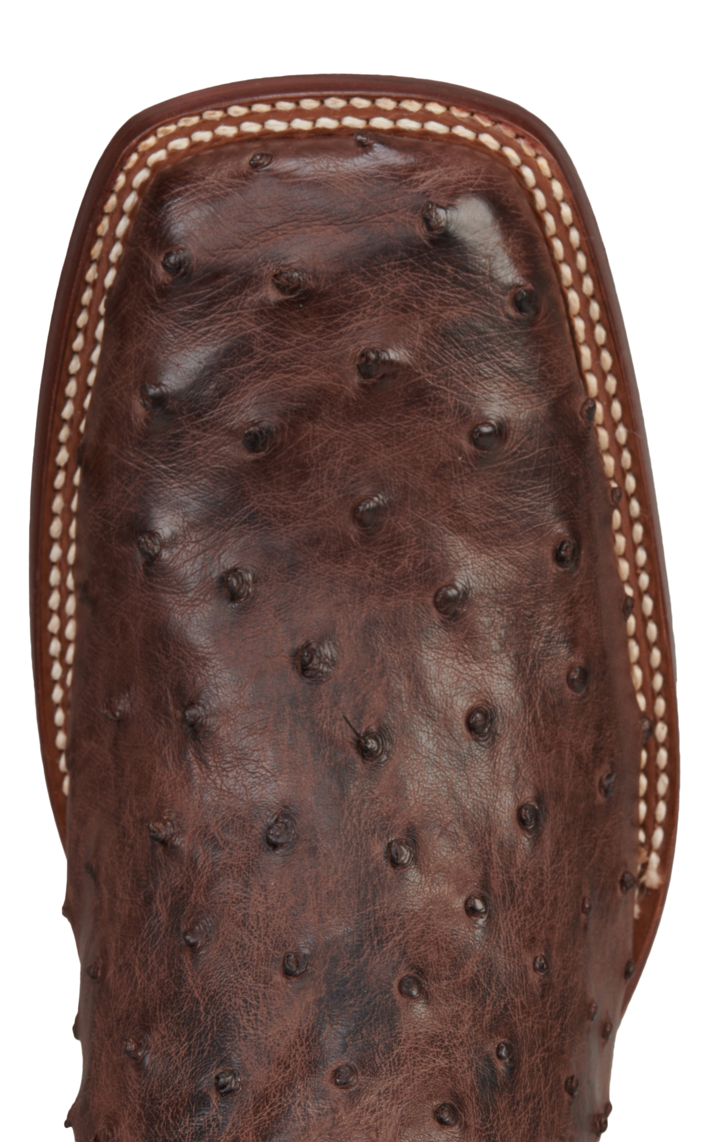 Cavender's Men's Chocolate Brown and Bruchiato Moka Full Quill Ostrich Rafter C Wide Square Toe Exotic Cowboy Boots - Image 1