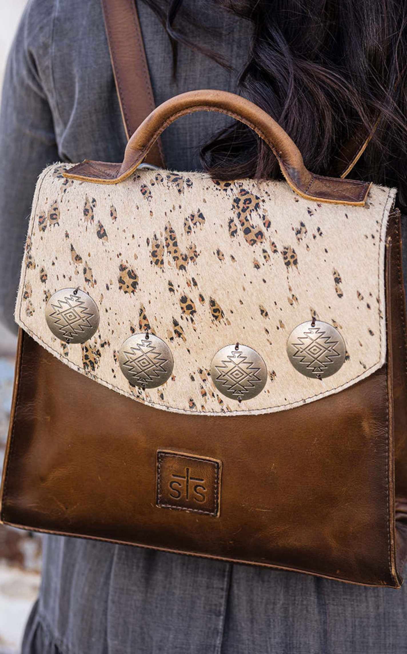 STS Ranchwear Cowhide Hair On Hide Serengeti Remi Backpack - Image 1
