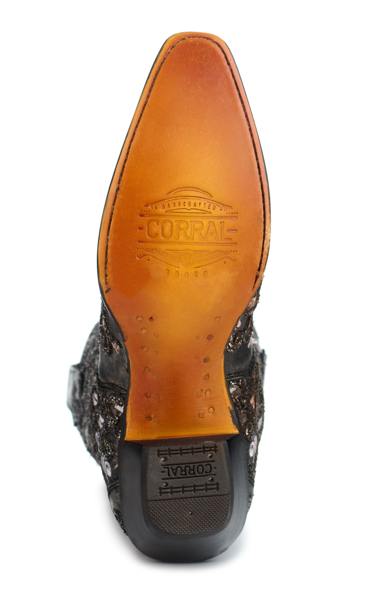 Corral Women's Black with Glitter Overlay Black Light Snip Toe Cowboy Boots - Image 1