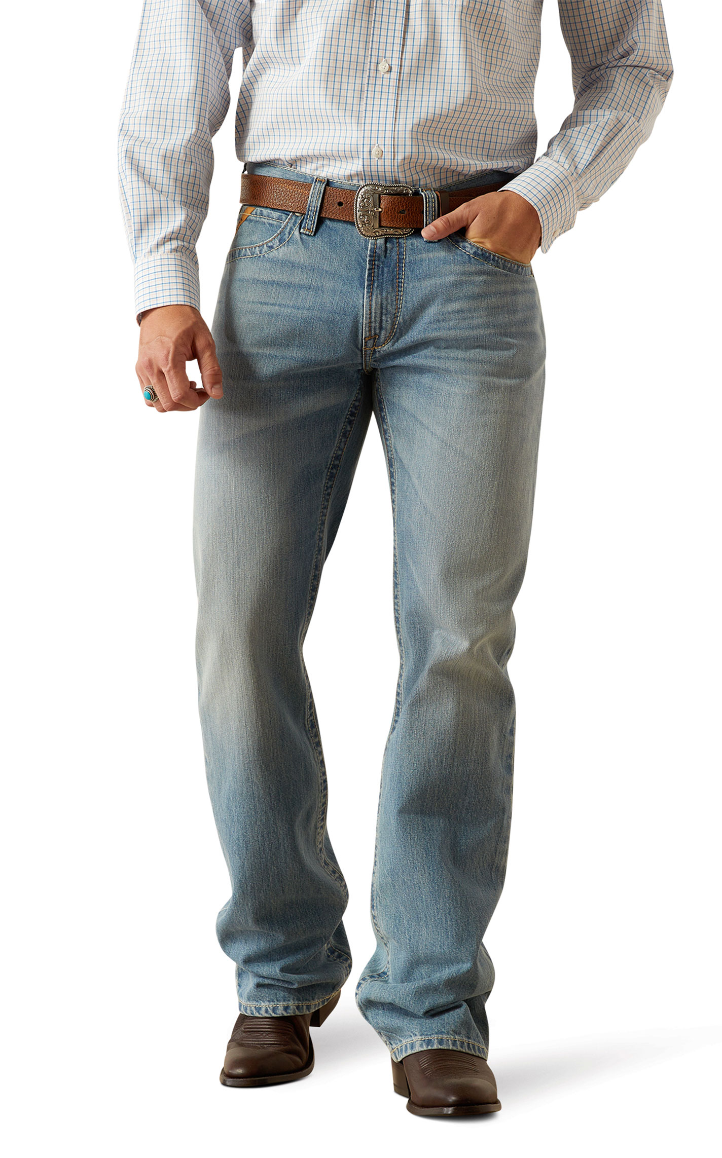 Ariat Men's M4 Louis Corralitos Light Wash Boot Cut Jeans - Big & Tall Sizes - Image 1