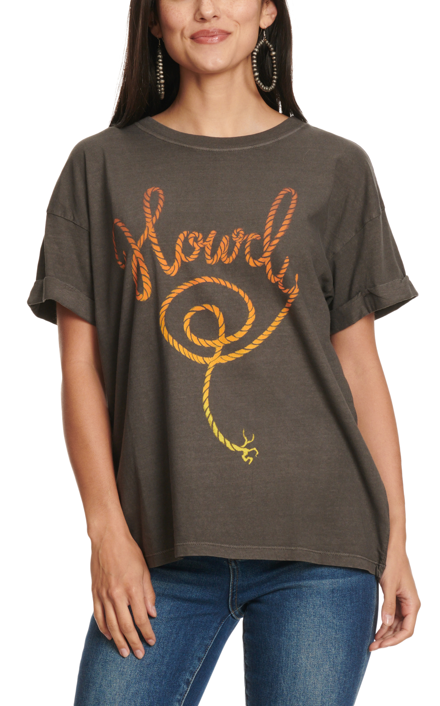 Girl Dangerous Women's Washed Black Howdy Graphic T-Shirt - Image 1