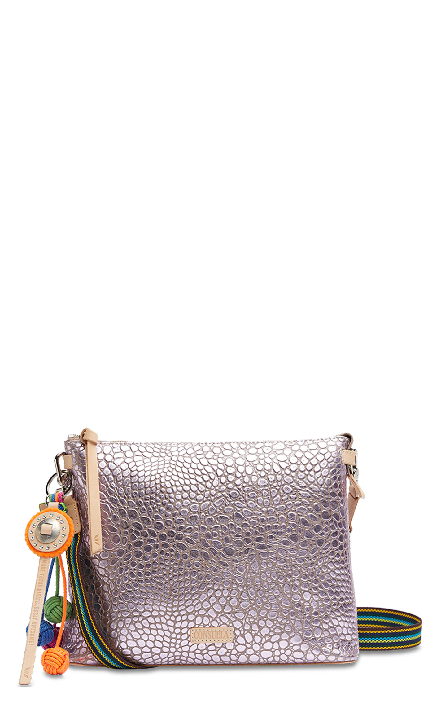 Consuela Lulu Lilac Foiled Pebbled Leather Dowtown Crossbody Bag - Image 1