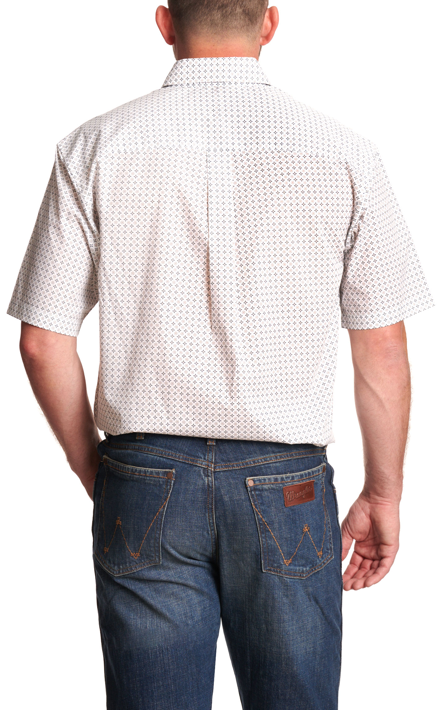 Wrangler Men's White & Gray Geo Classic Western Shirt - Image 3