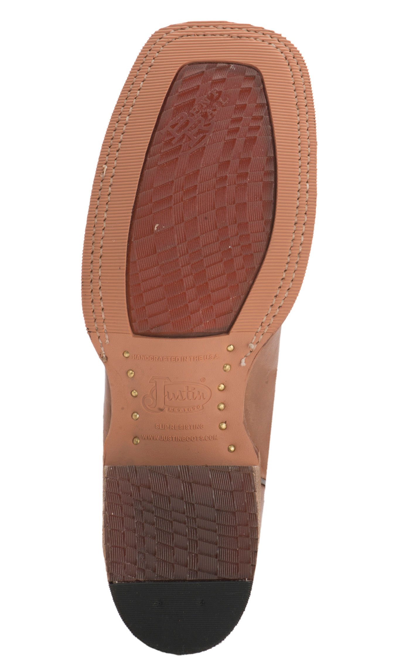 Justin Men's Bent Rail Caddo Copper Brown and Black Wide Square Toe Cowboy Boots - Image 1