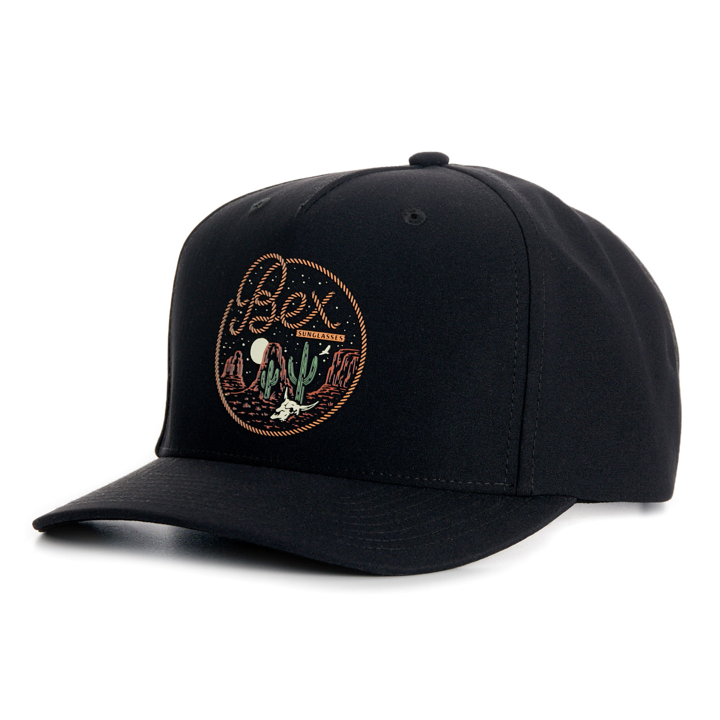 Bex Black Sierra Lasso Rubber Patch Canvas Curved Bill Cap - Image 1