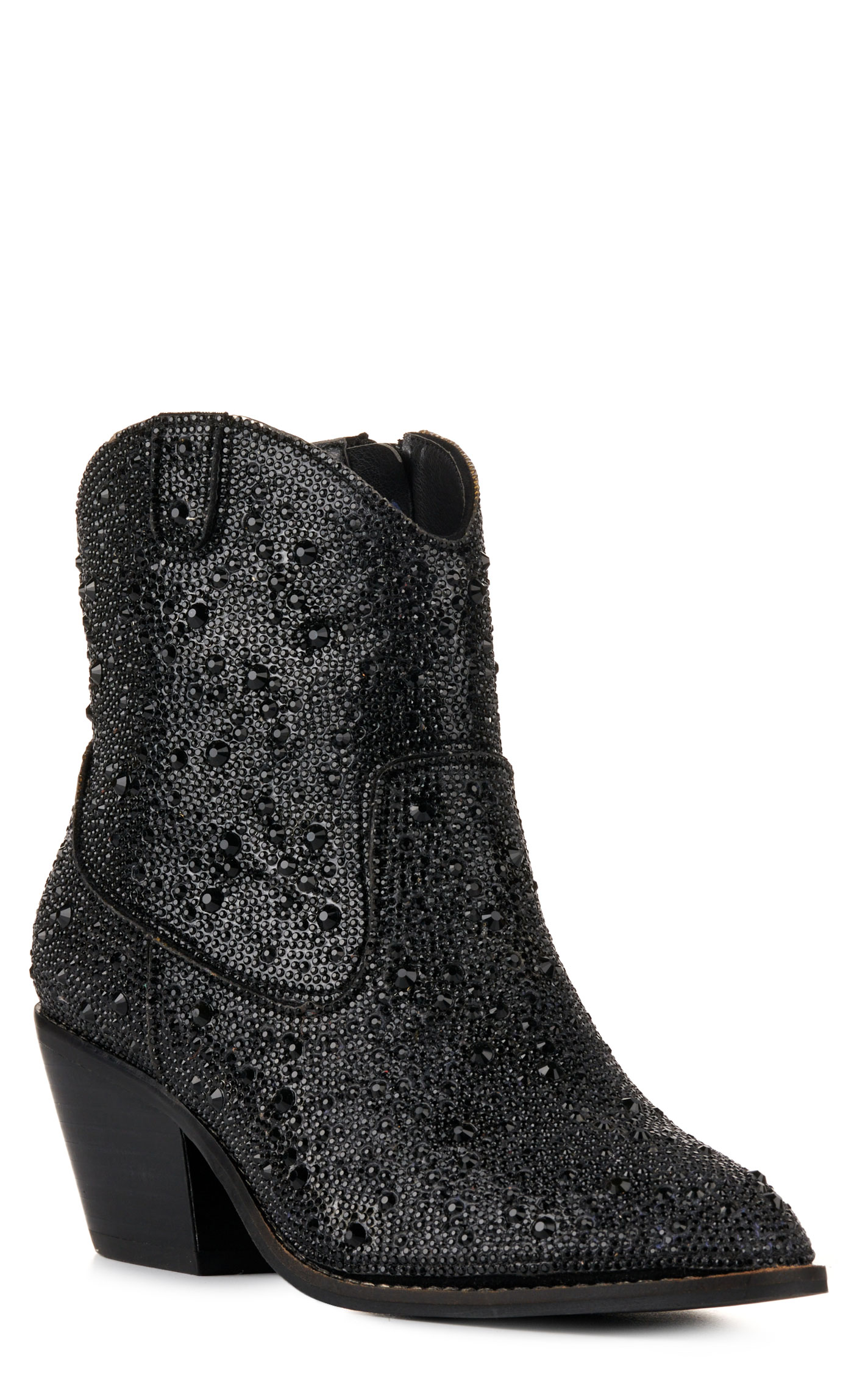 Corky's Women's Shine Brite Black Rhinestone Round Toe Booties - Image 1