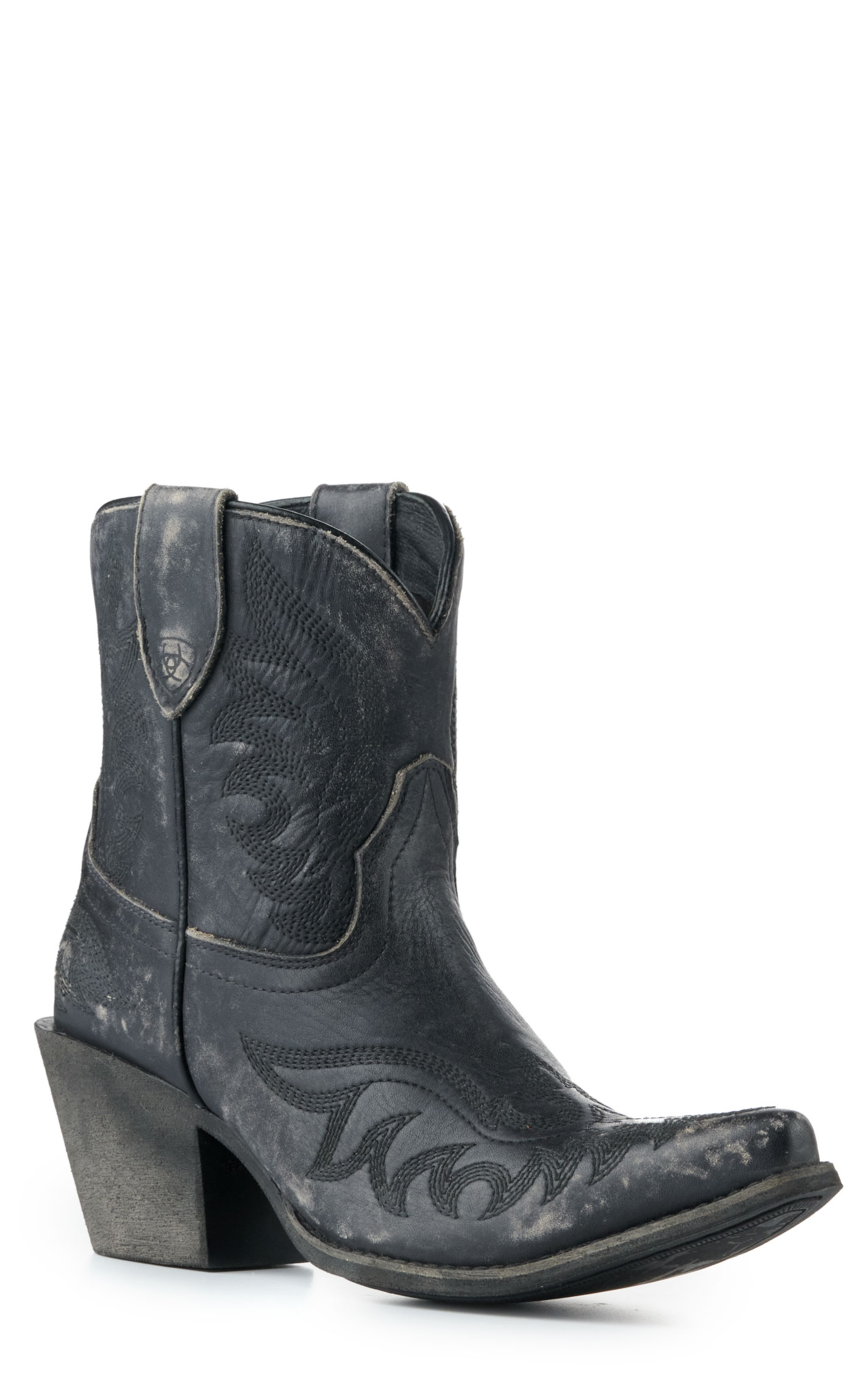 Ariat Women's Chandler Distressed Black Snip Toe Booties - Image 1