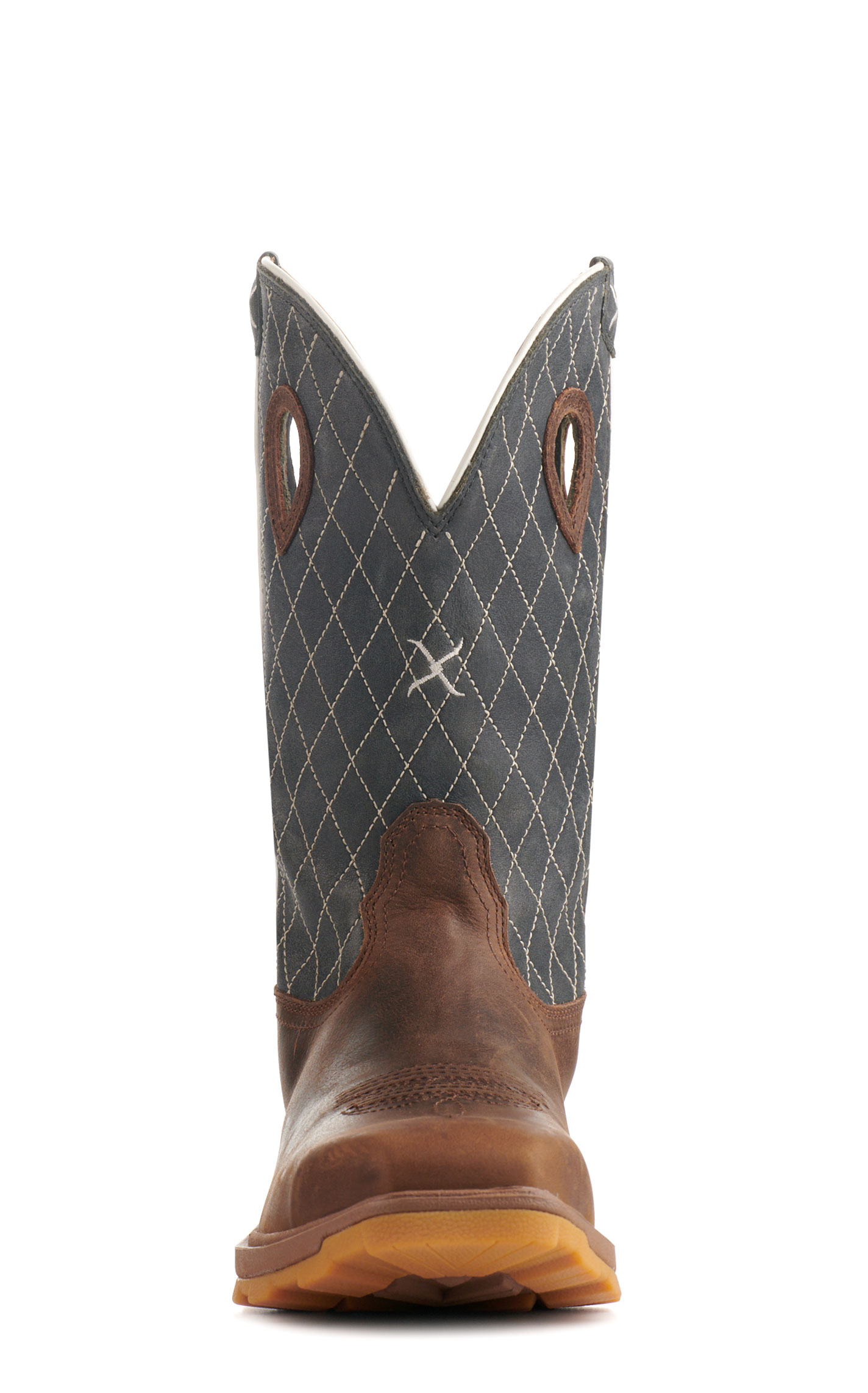 Twisted X Men's Brown and Dark Blue with Cross UltraLite X Wide Square Nano Composite Toe Work Boots - Image 1