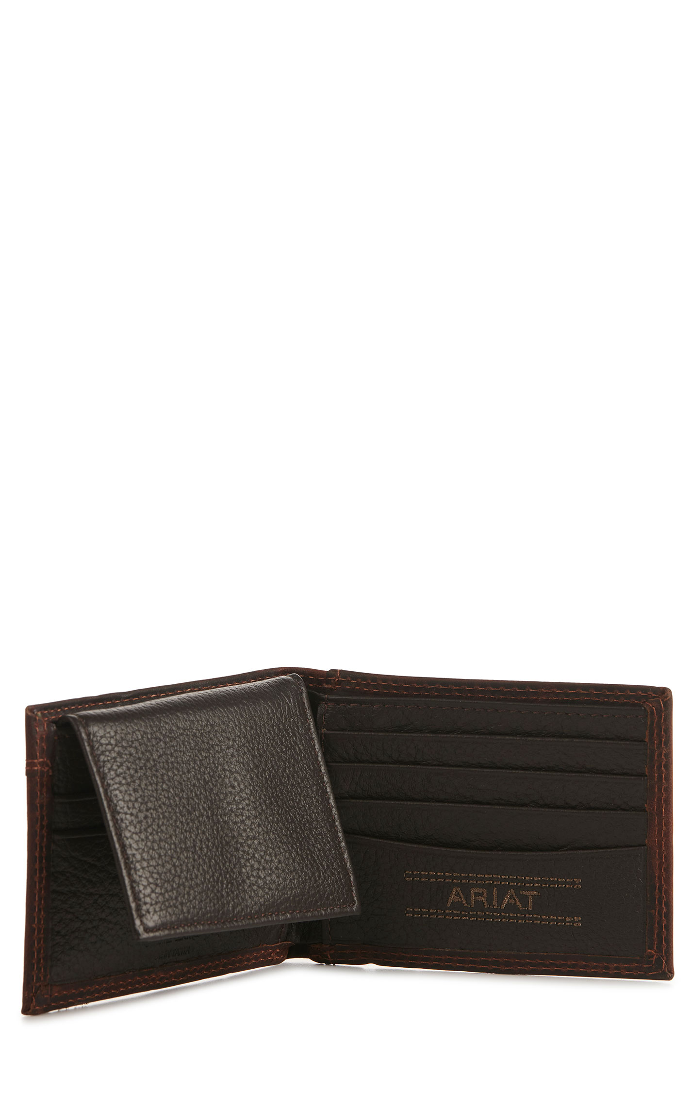 Ariat Men's Dark Brown with Shield Bifold Wallet - Image 1