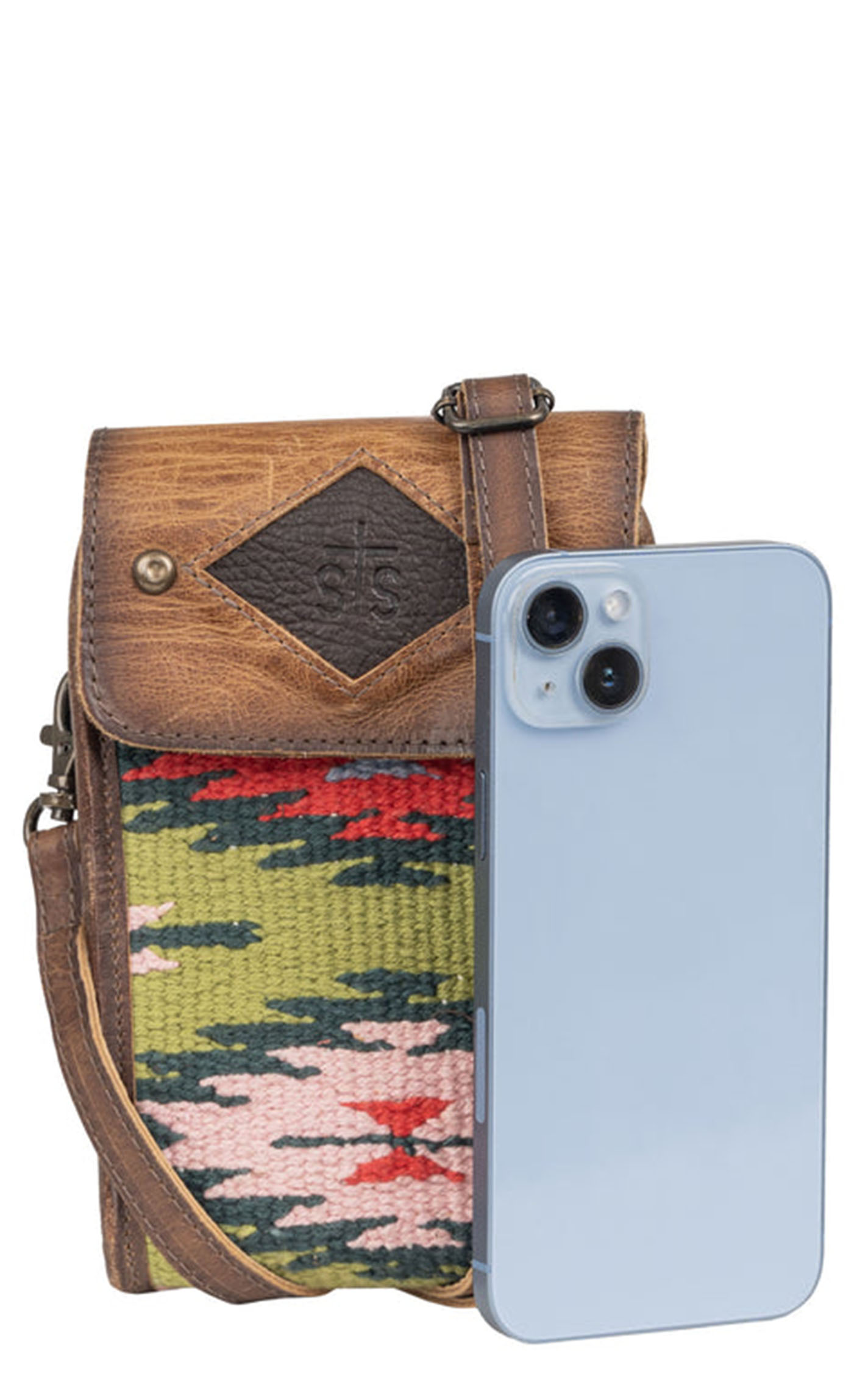 STS Ranchwear Baja Dreams Green & Red Aztec Cellphone Pouch - Image 1