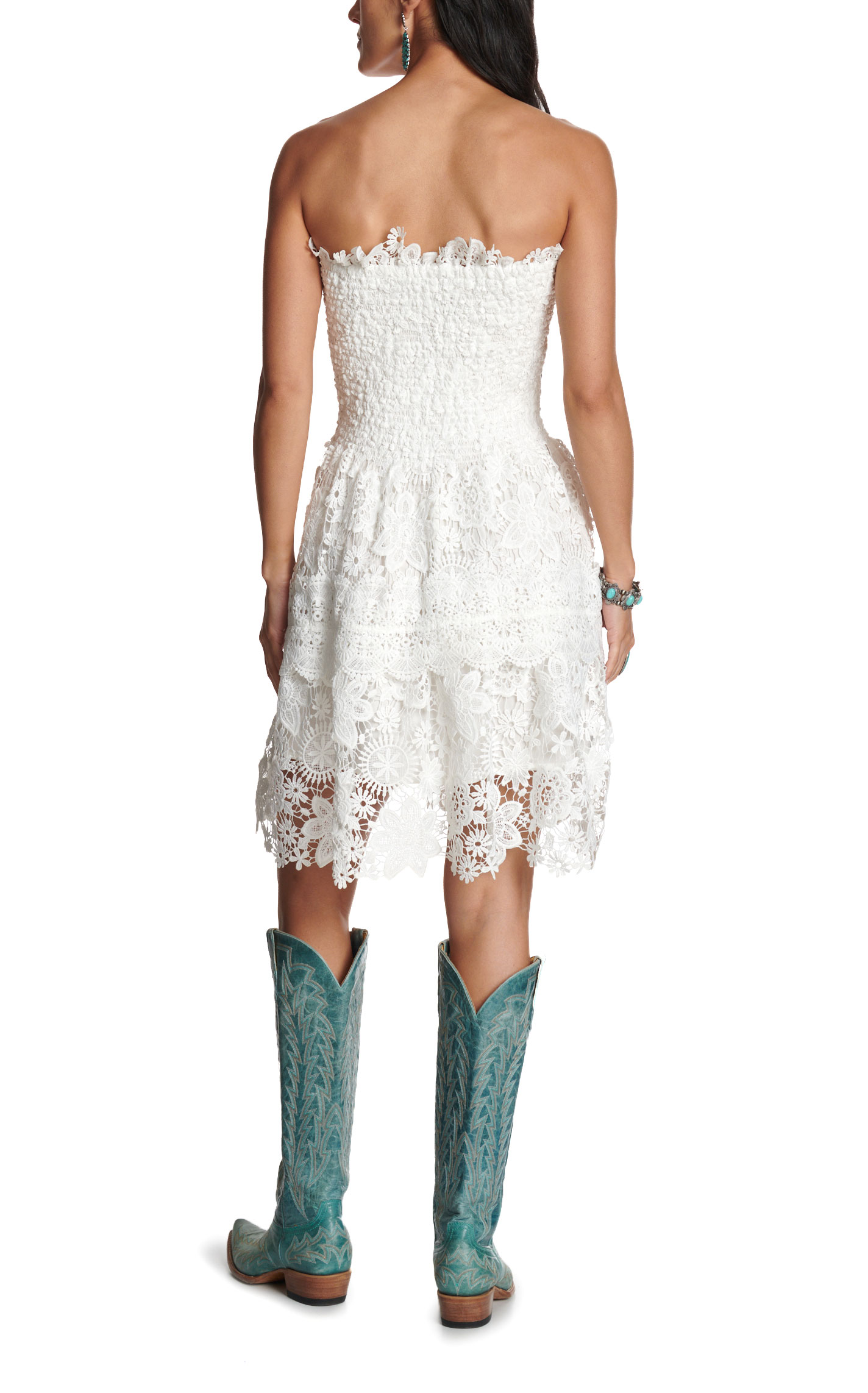 Blue B Women's Off White Strapless Lace Dress - Image 1