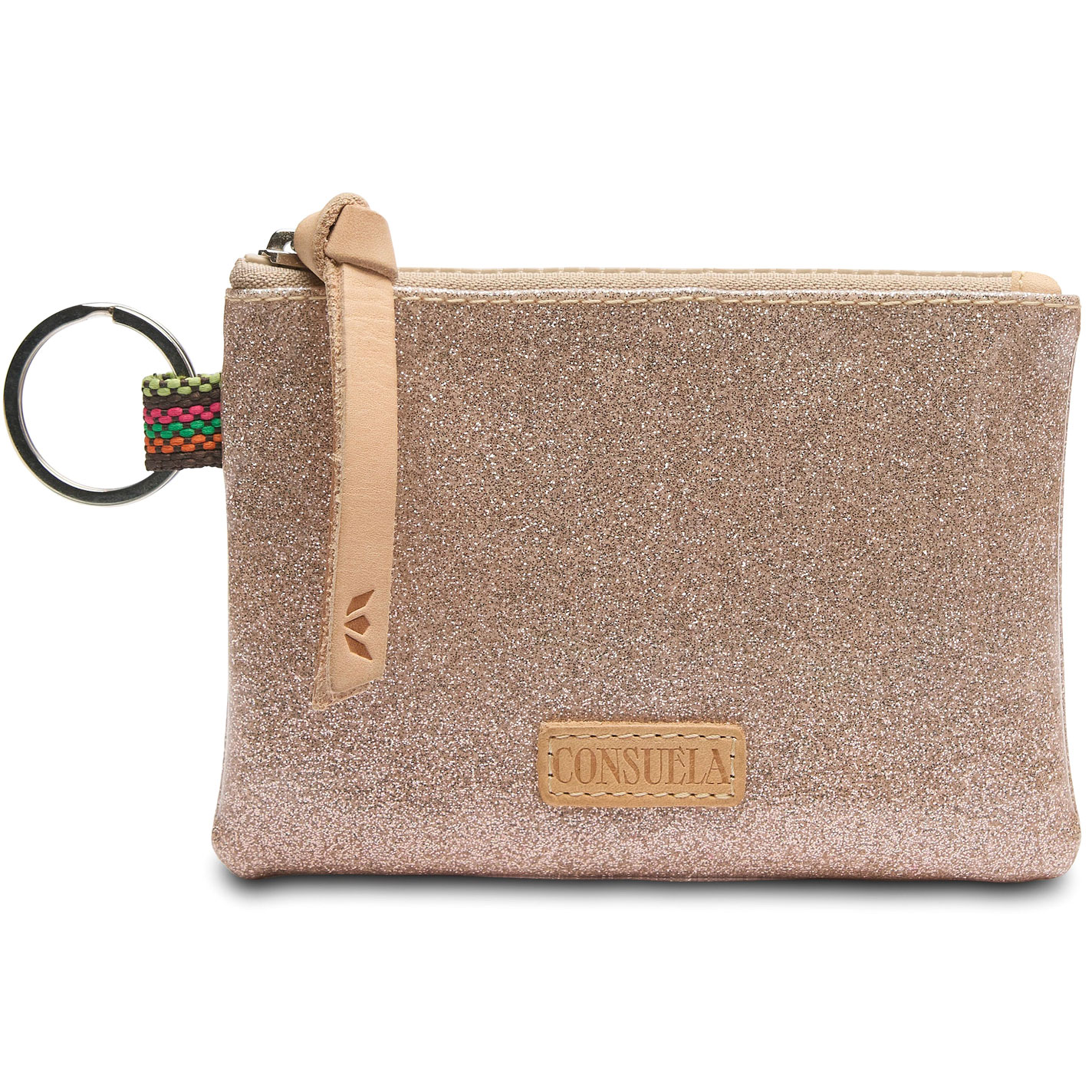 Consuela Emery Champagne Glitter Keyring Pouch Bag - Image 1