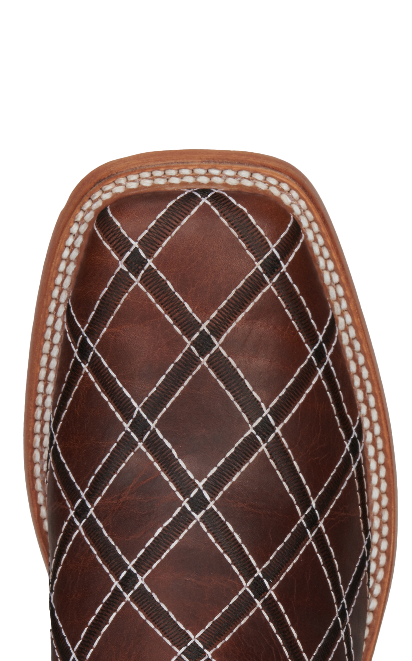 Anderson Bean Men's Horse Power Distressed Brown with Moka Zigzag Patchwork Square Toe Cowboy Boots - Image 1