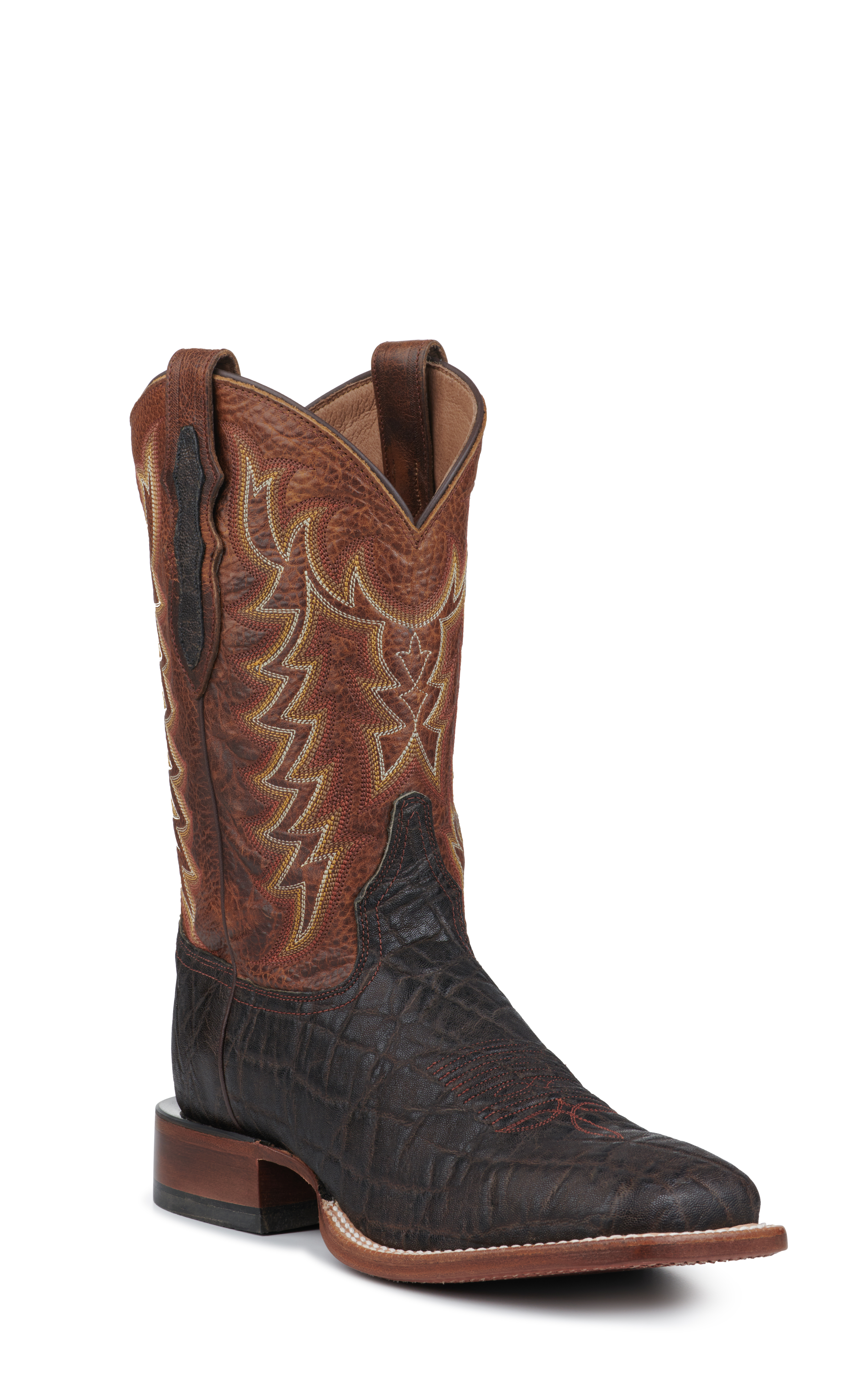 Tony Lama Men's Nicotine Vintage Elephant and Brown Wide Square Toe Exotic Cowboy Boots - Cavender's Exclusive - Image 1